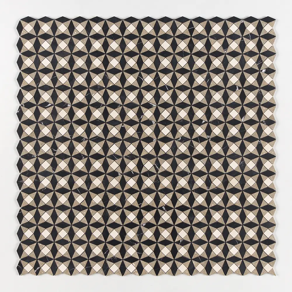 Tessa Ghaya Mosaic 12-5/8X12-5/8 Black Champagne Olive Green Honed