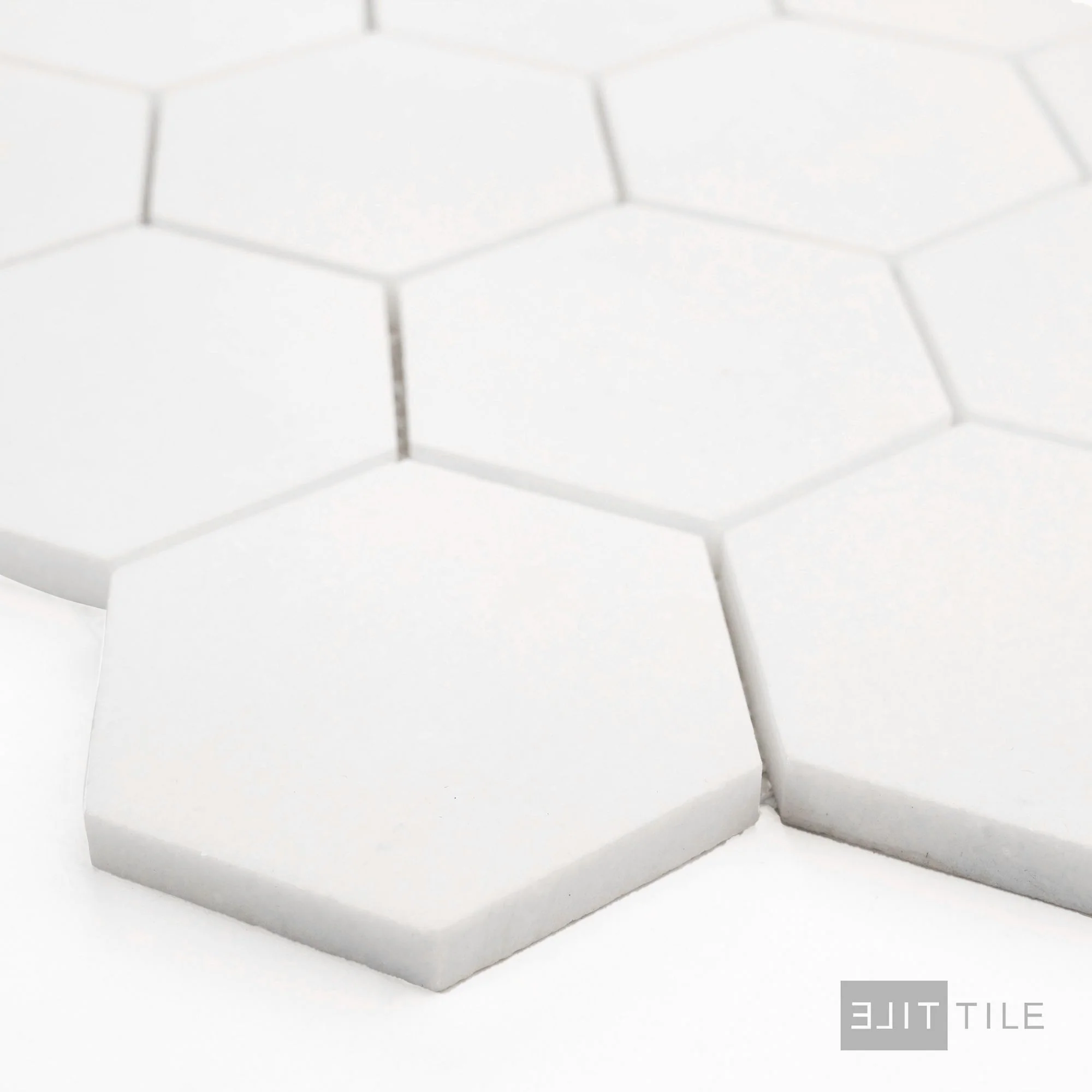 Thassos White Marble 3" Hexagon Honed Mosaic - Image 3