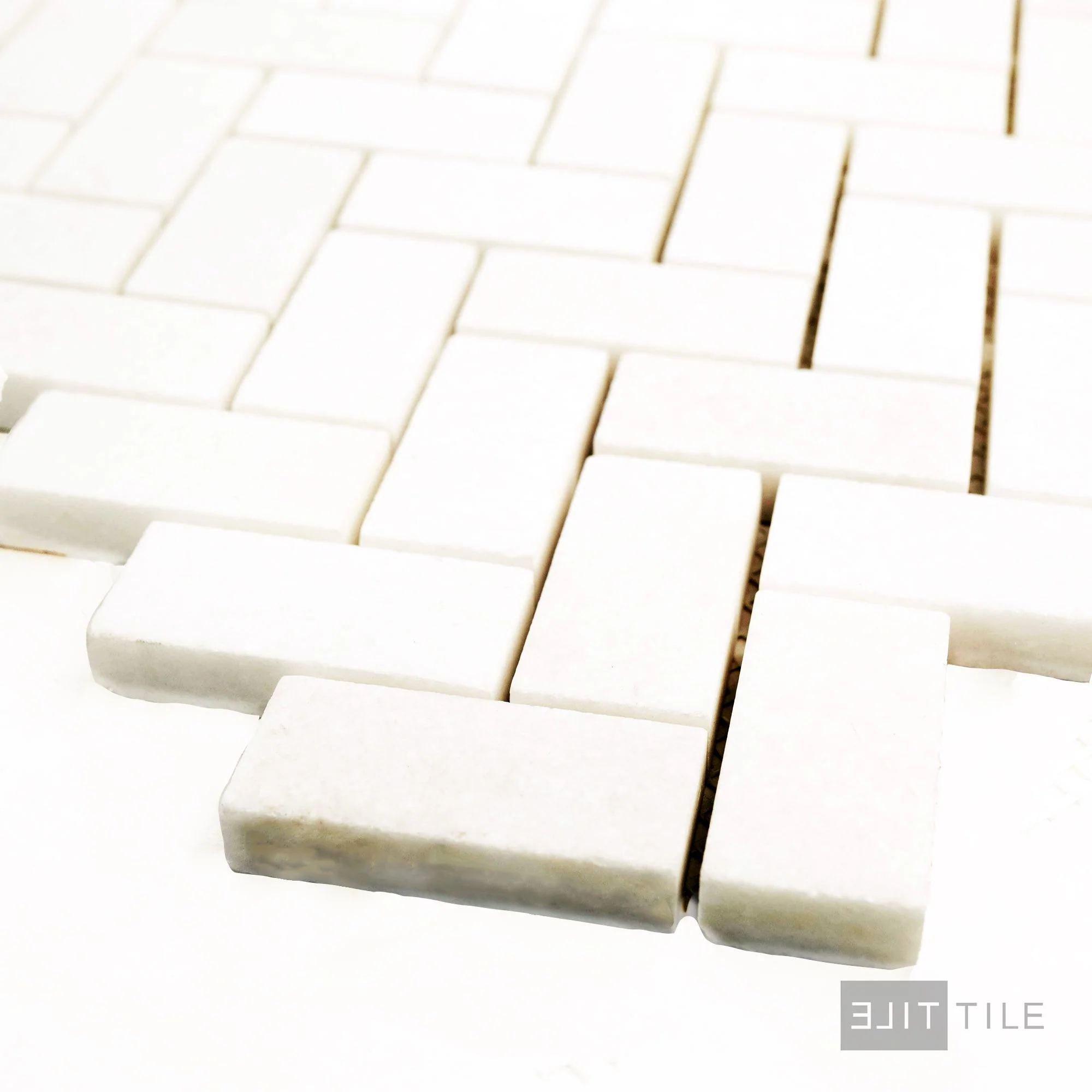 Thassos White Marble 1X2 Herringbone Honed Mosaic - Image 3