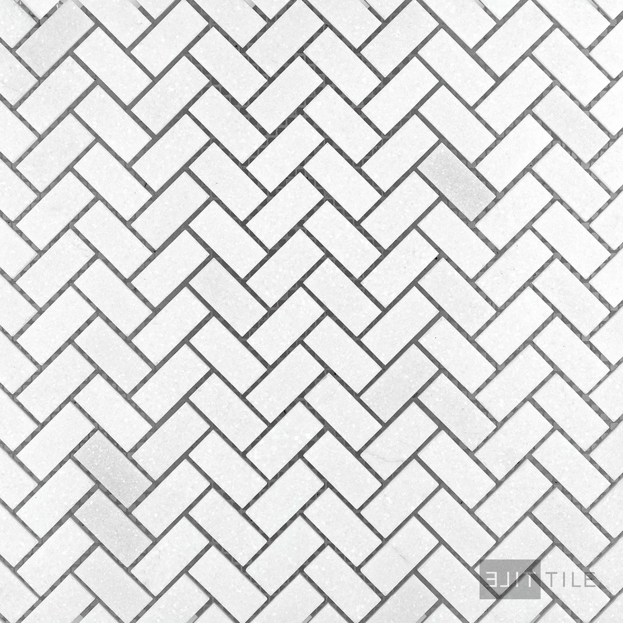Thassos White Marble 5/8X1-1/4 Herringbone Honed Mosaic