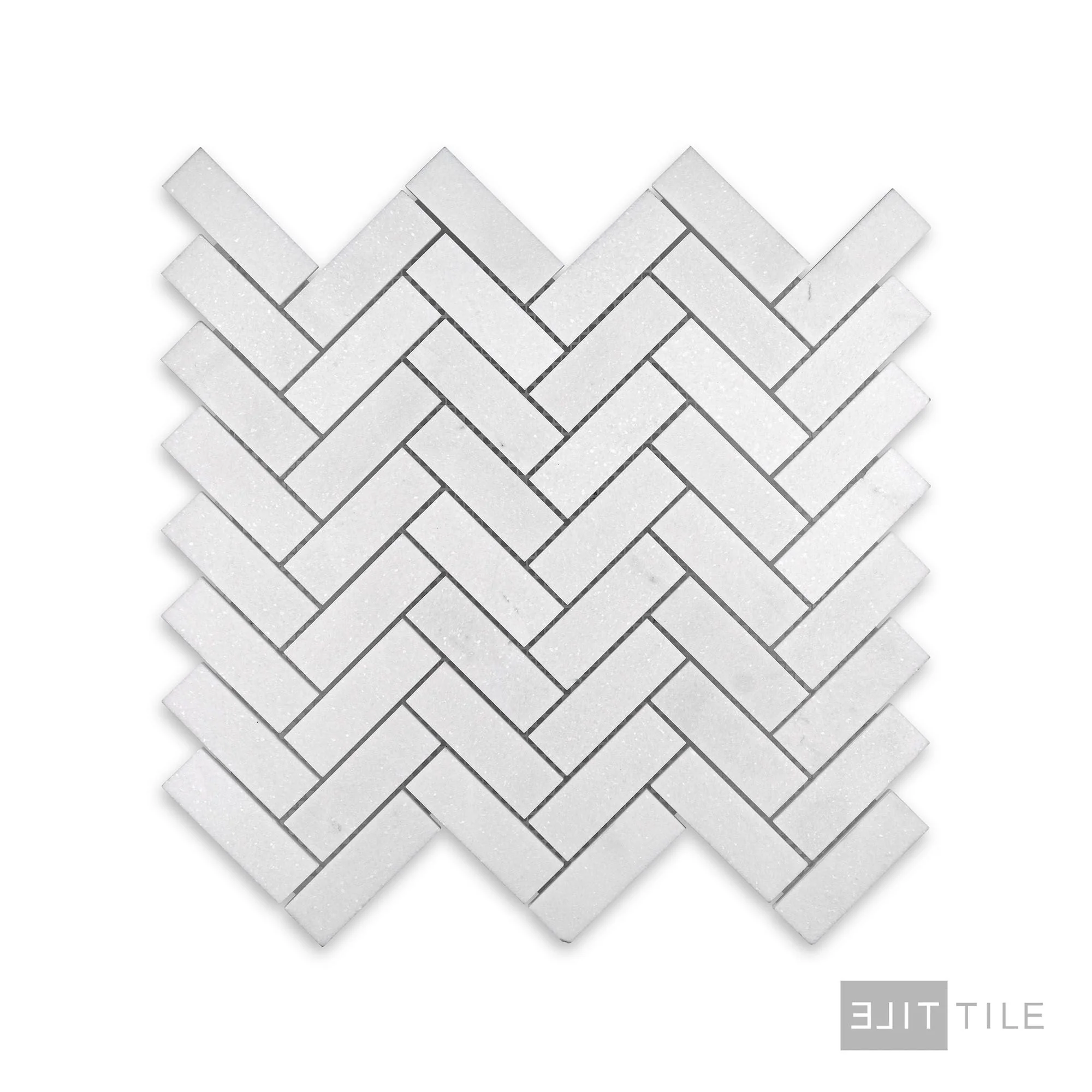 Thassos White Marble 1X3 Herringbone Honed Mosaic - Image 2