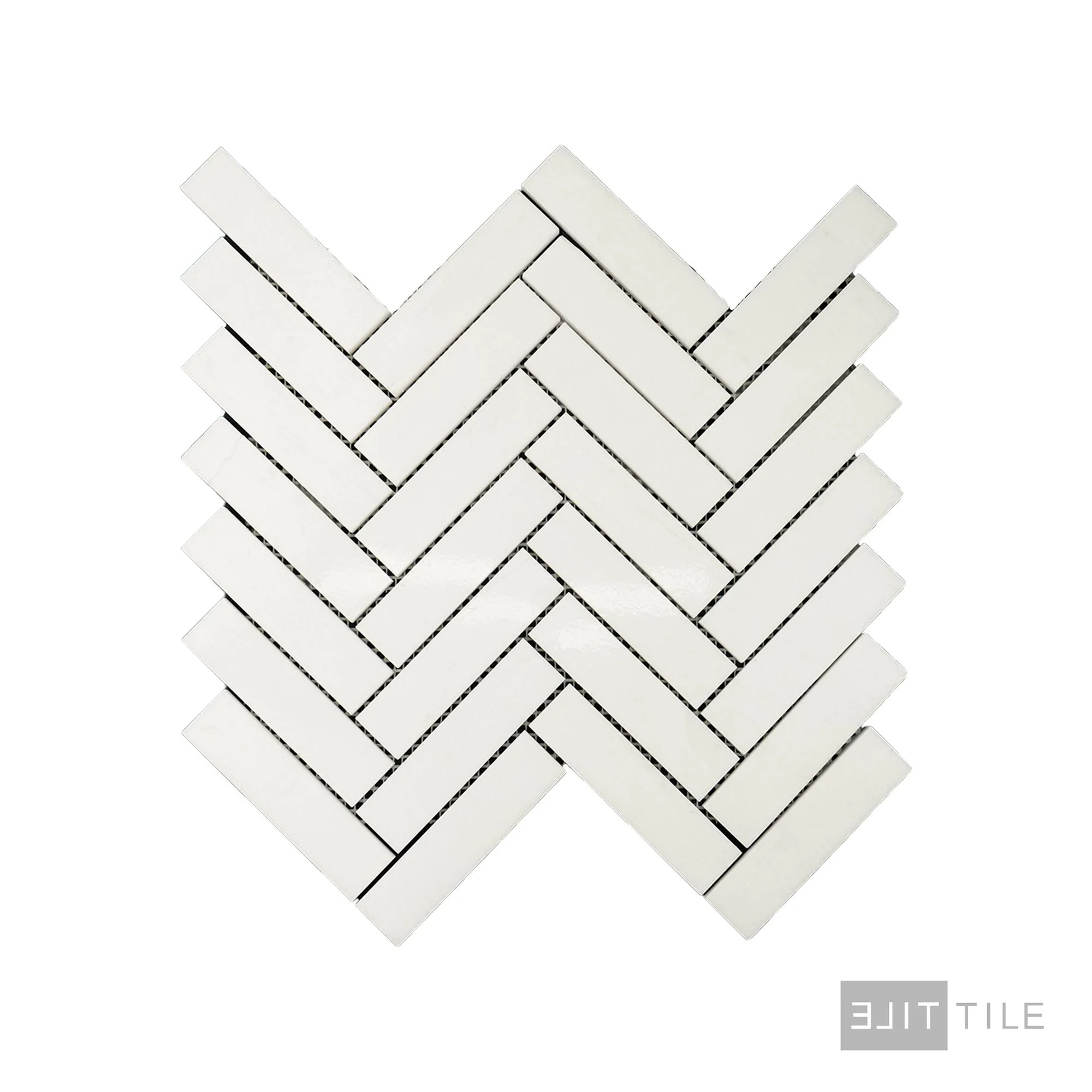 Thassos White Marble 1X4 Herringbone Polished Mosaic - Image 2