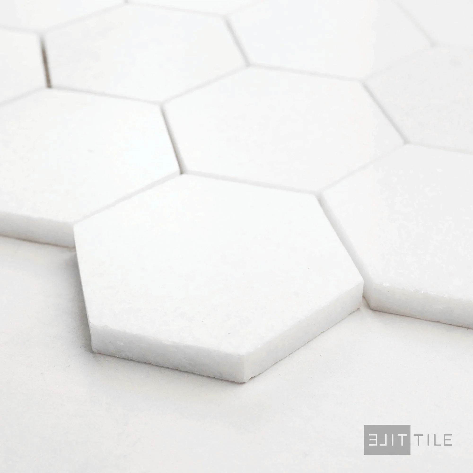 Thassos White Marble 3" Hexagon Polished Mosaic - Image 3