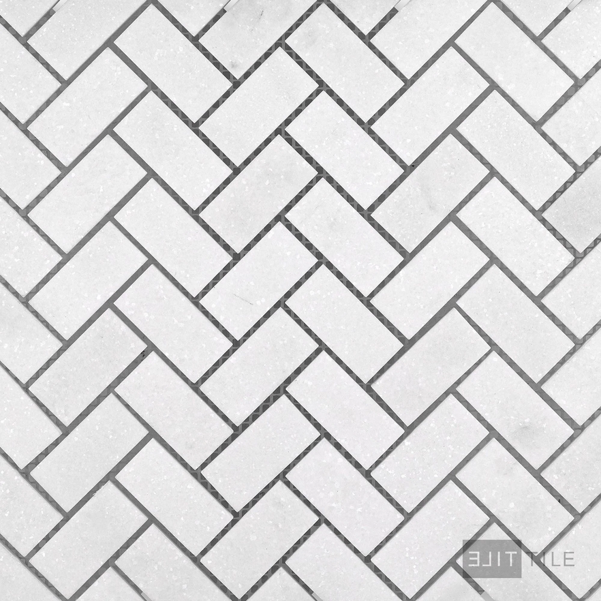 Thassos White Marble 1X2 Herringbone Polished Mosaic