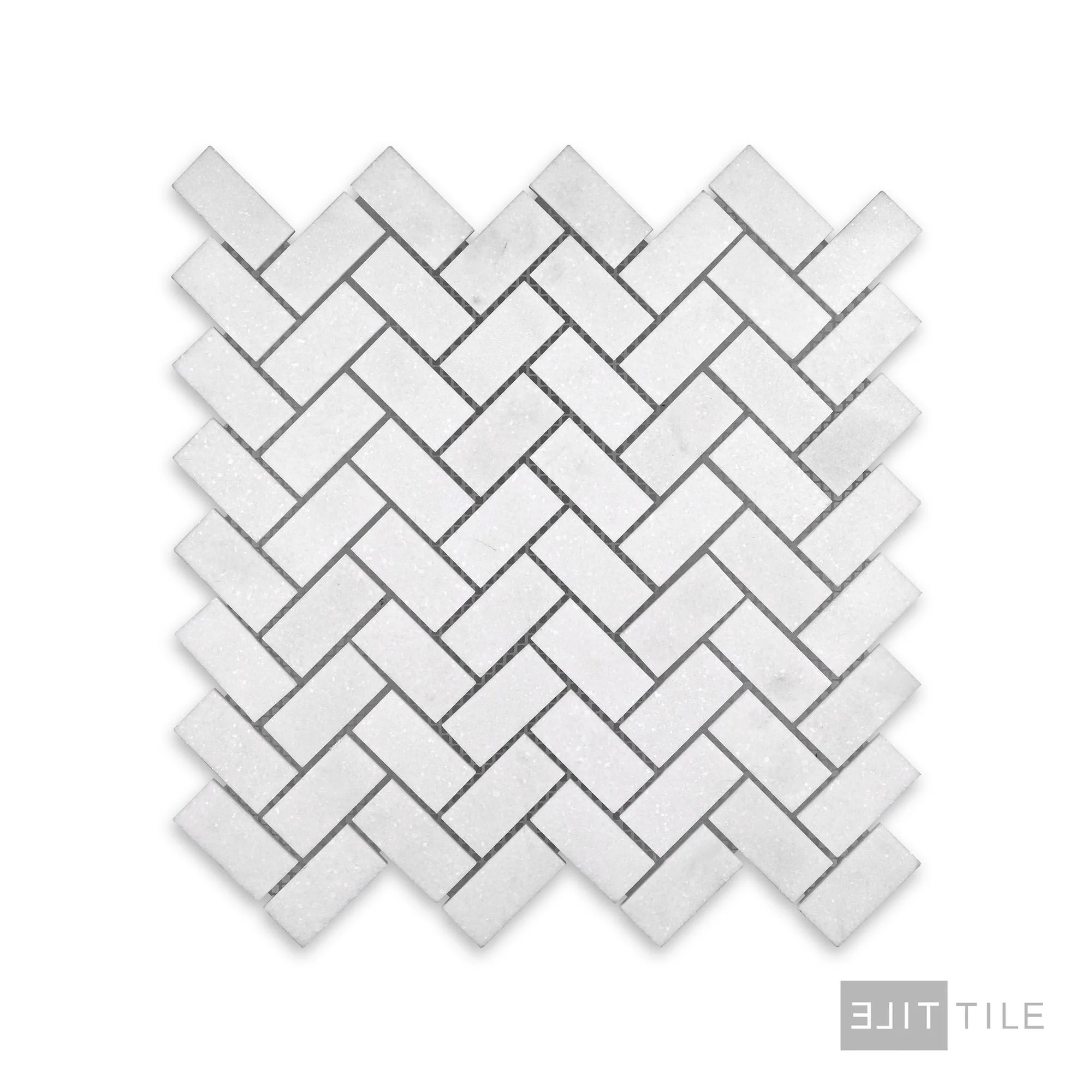 Thassos White Marble 1X2 Herringbone Polished Mosaic - Image 2