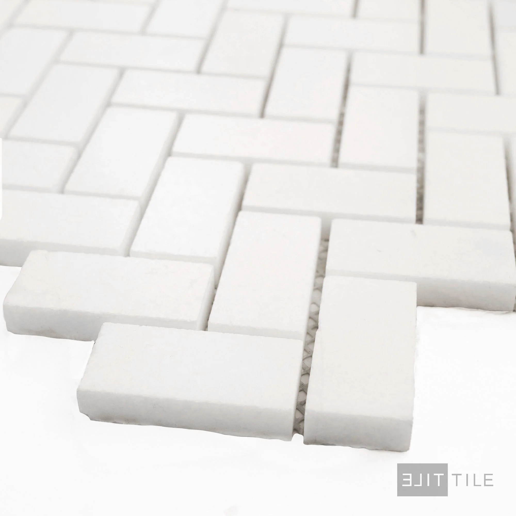 Thassos White Marble 1X2 Herringbone Polished Mosaic - Image 3
