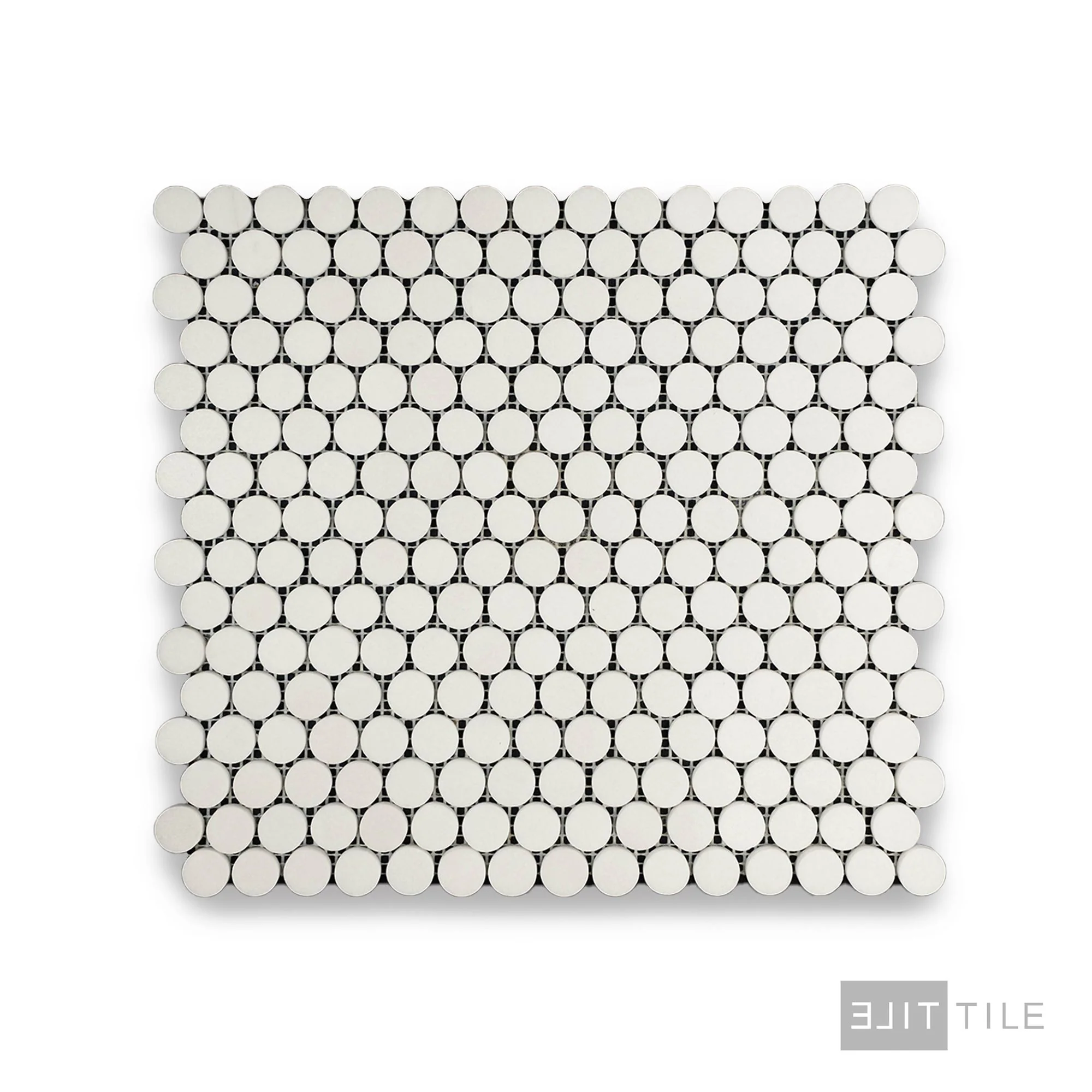 Thassos White Marble Penny Round Polished Mosaic - Image 2