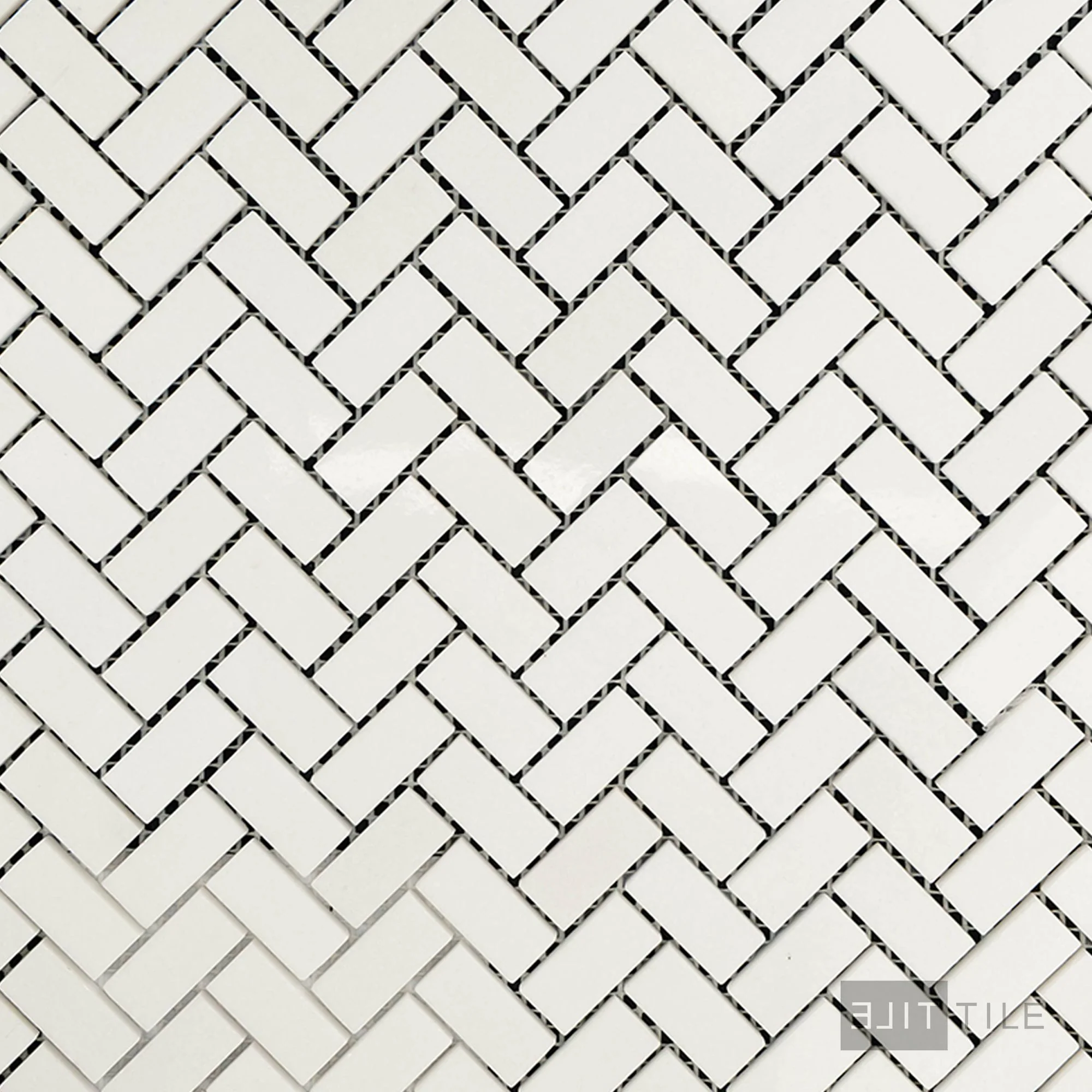 Thassos White Marble 5/8X1-1/4 Herringbone Polished Mosaic