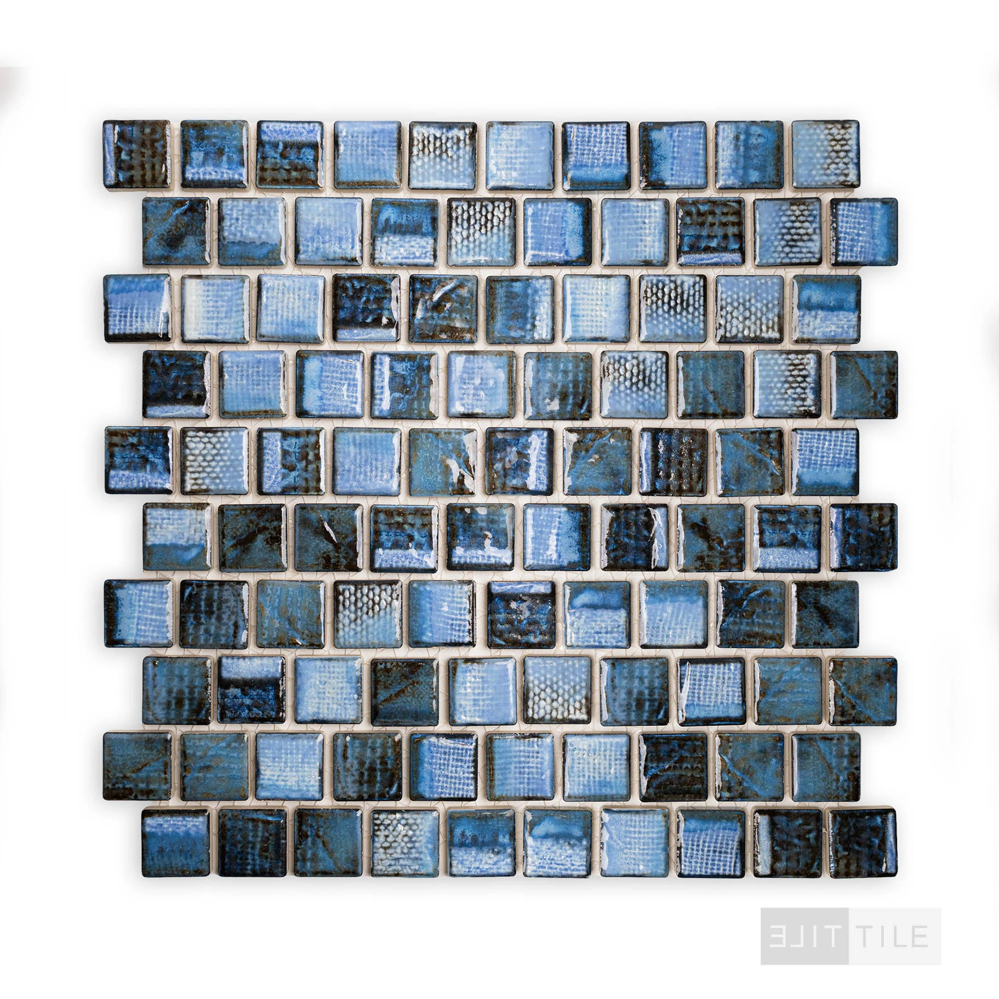 Tokyo 1-1/8X1-1/8 Square Aspen Bue Semi Gloss Mosaic - Image 2