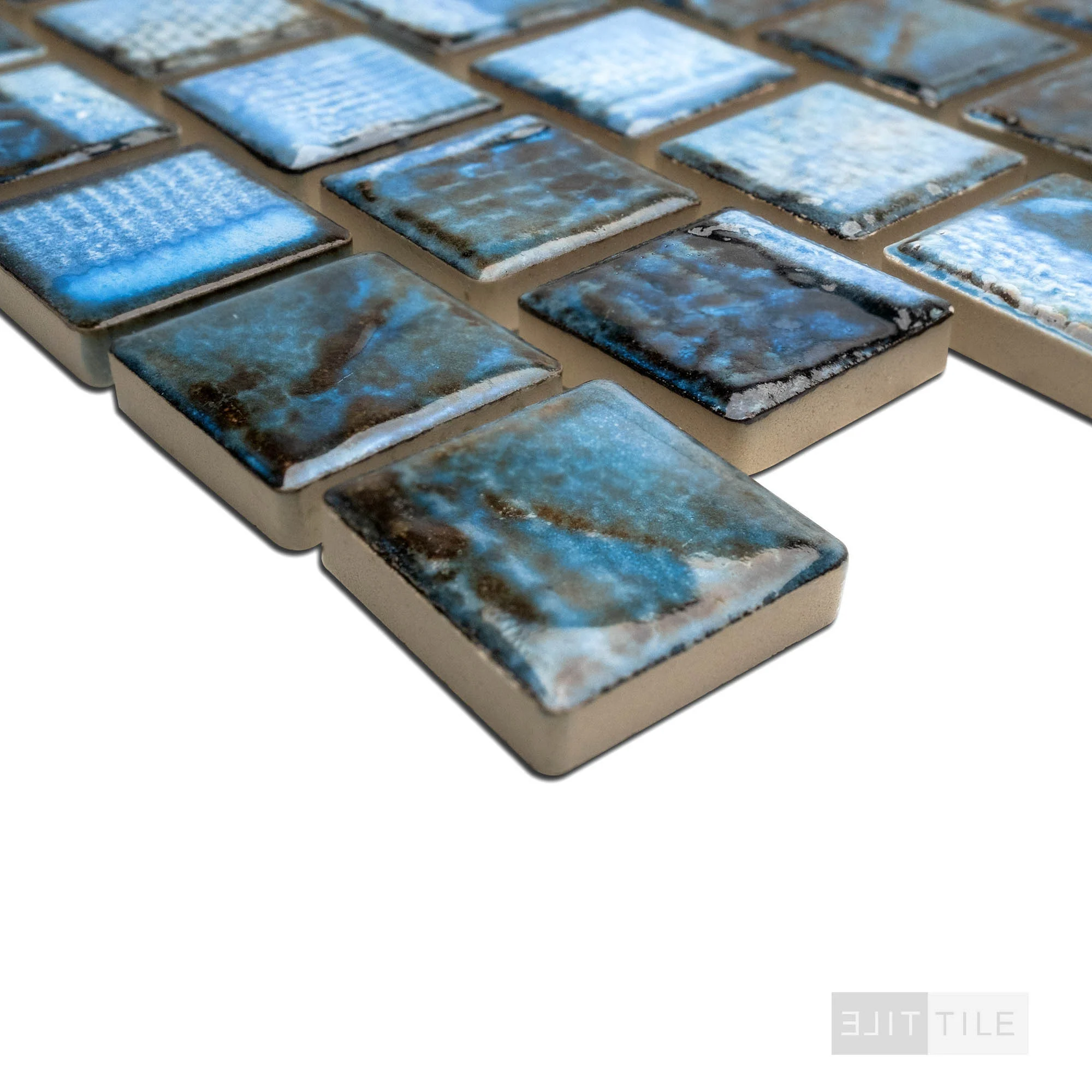 Tokyo 1-1/8X1-1/8 Square Aspen Bue Semi Gloss Mosaic - Image 3
