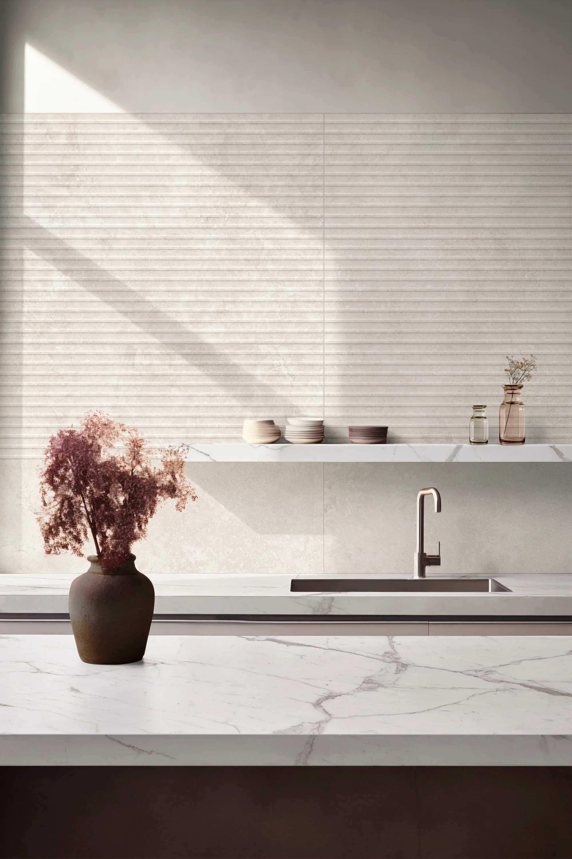 Travertine Veincut Dorica 3D 16X48 Bianco Matte - Image 2