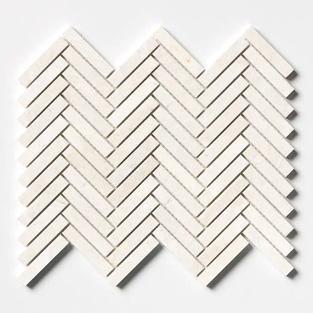Vanilla Honed Marble 5/8X3 Herringbone Mosaic 10-7/16X12-13/16 Vanilla Honed - Image 3