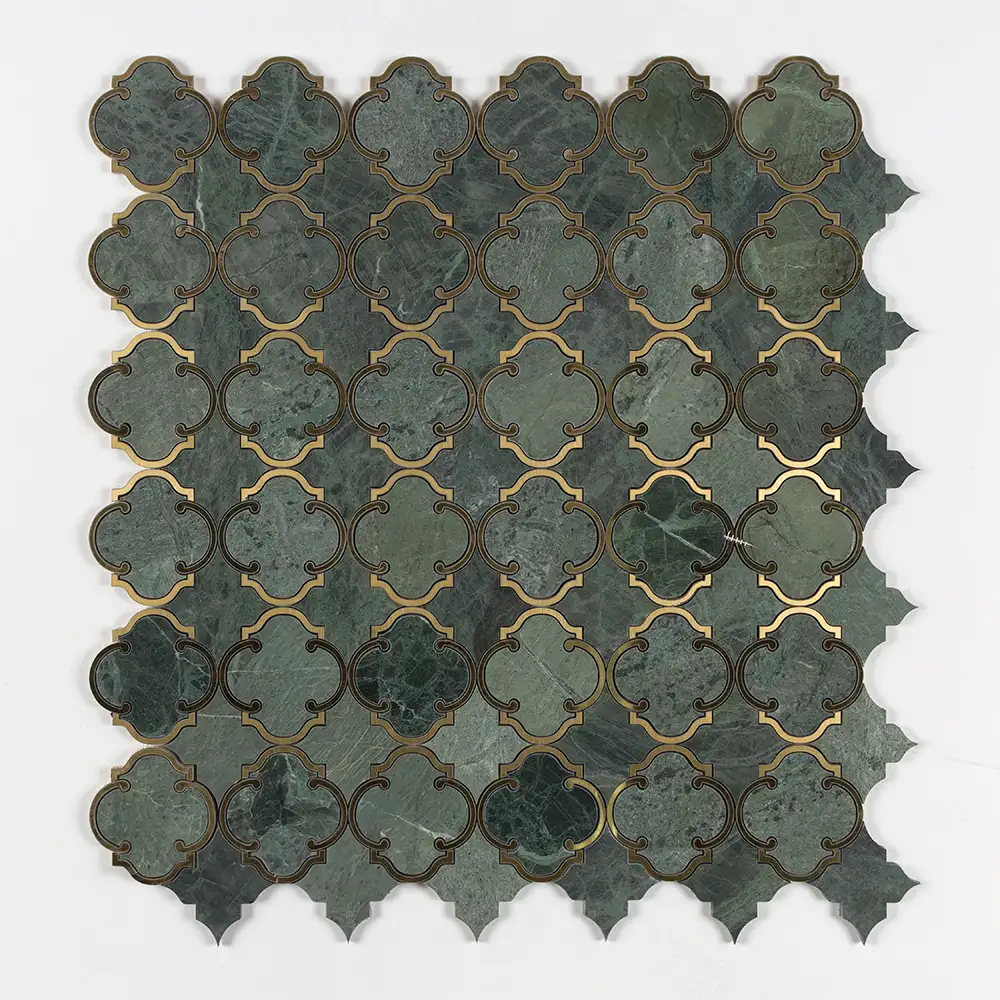 Verde Tia Honed Marble Casablanca Mosaic 10.5X11-3/16 Brass Verde Tia Honed