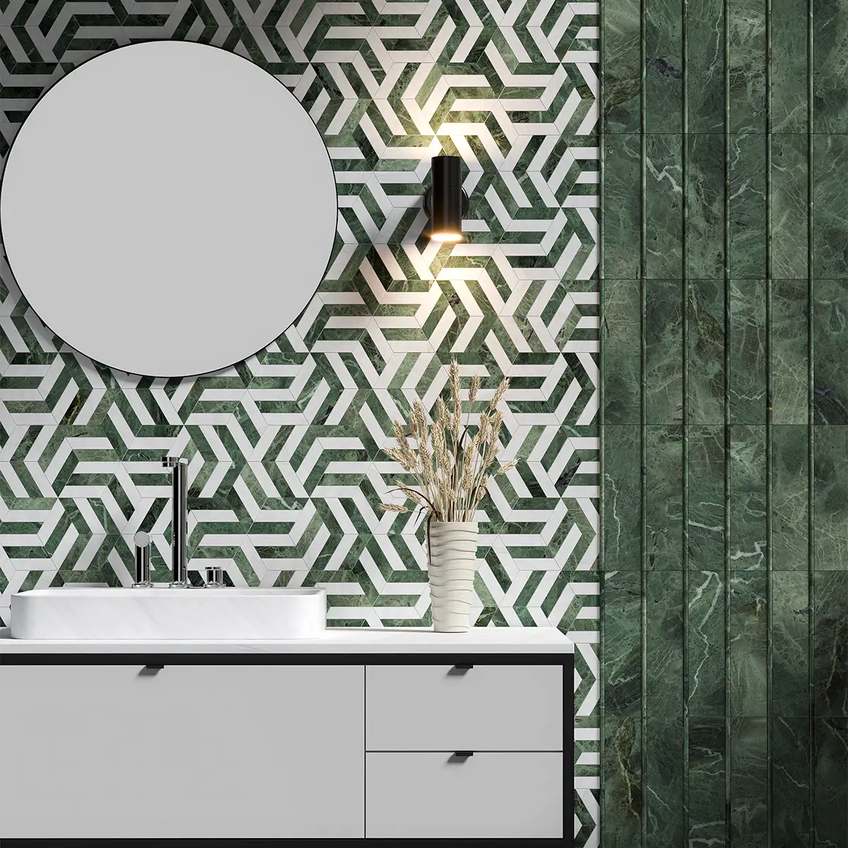 Verde Tia Honed Marble 3X12 Verde Tia Honed - Image 2