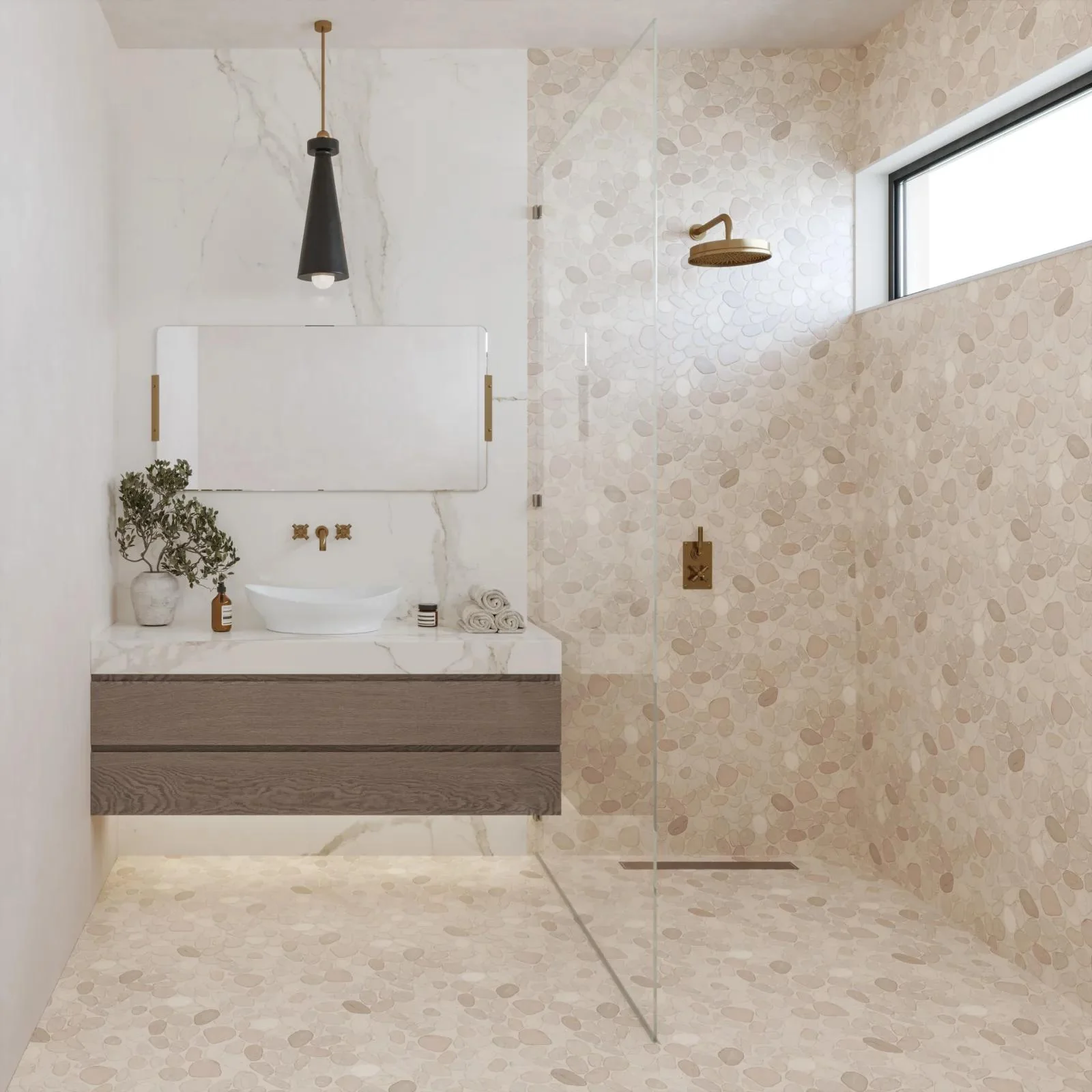 Waterbrook Sliced Pebble Stone Mosaic 12X12 White - Image 2