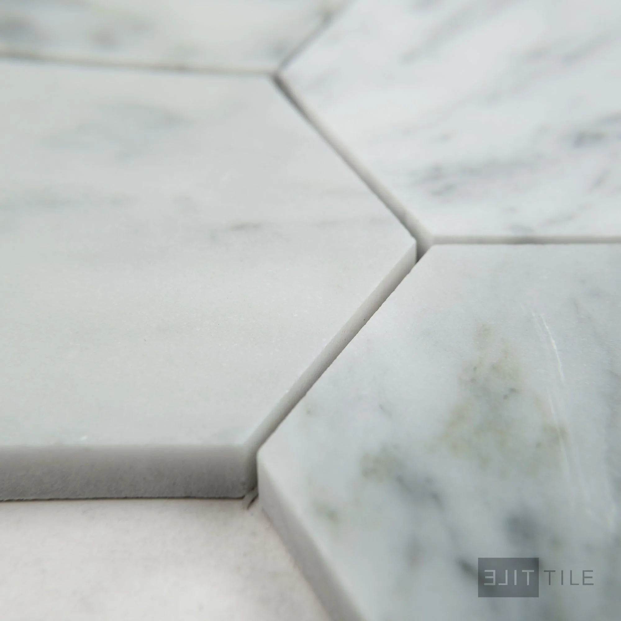 White Carrara Marble 3" Hexagon Honed Mosaic - Image 3