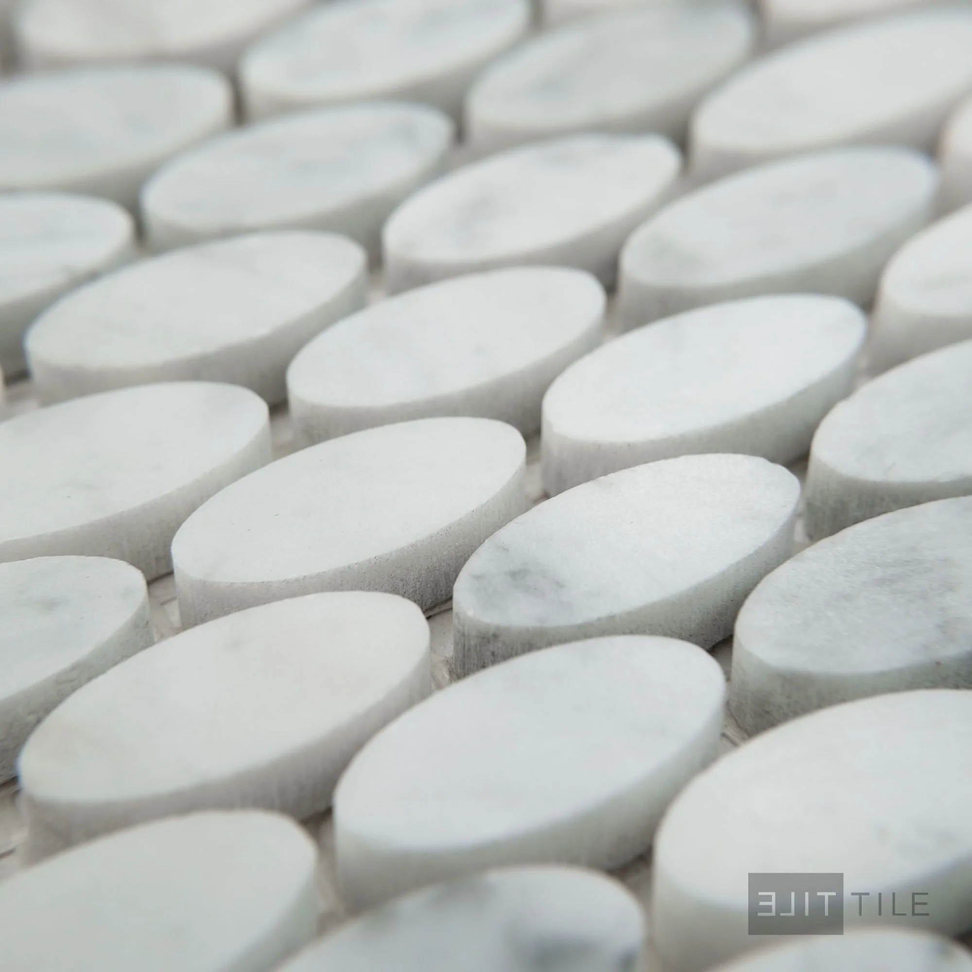 White Carrara Marble Oval Honed Mosaic - Image 3