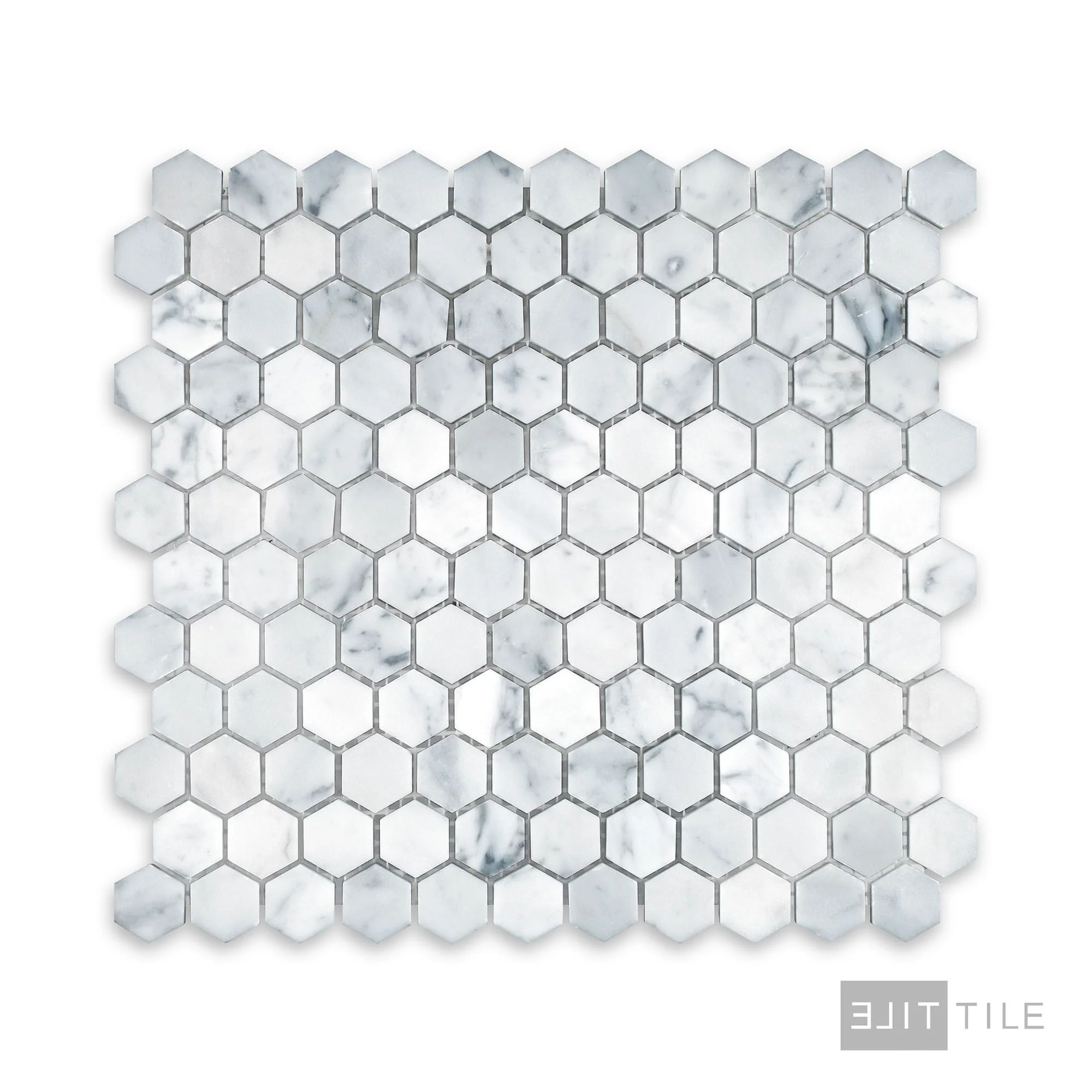 White Carrara Marble 1" Hexagon Honed Mosaic - Image 3