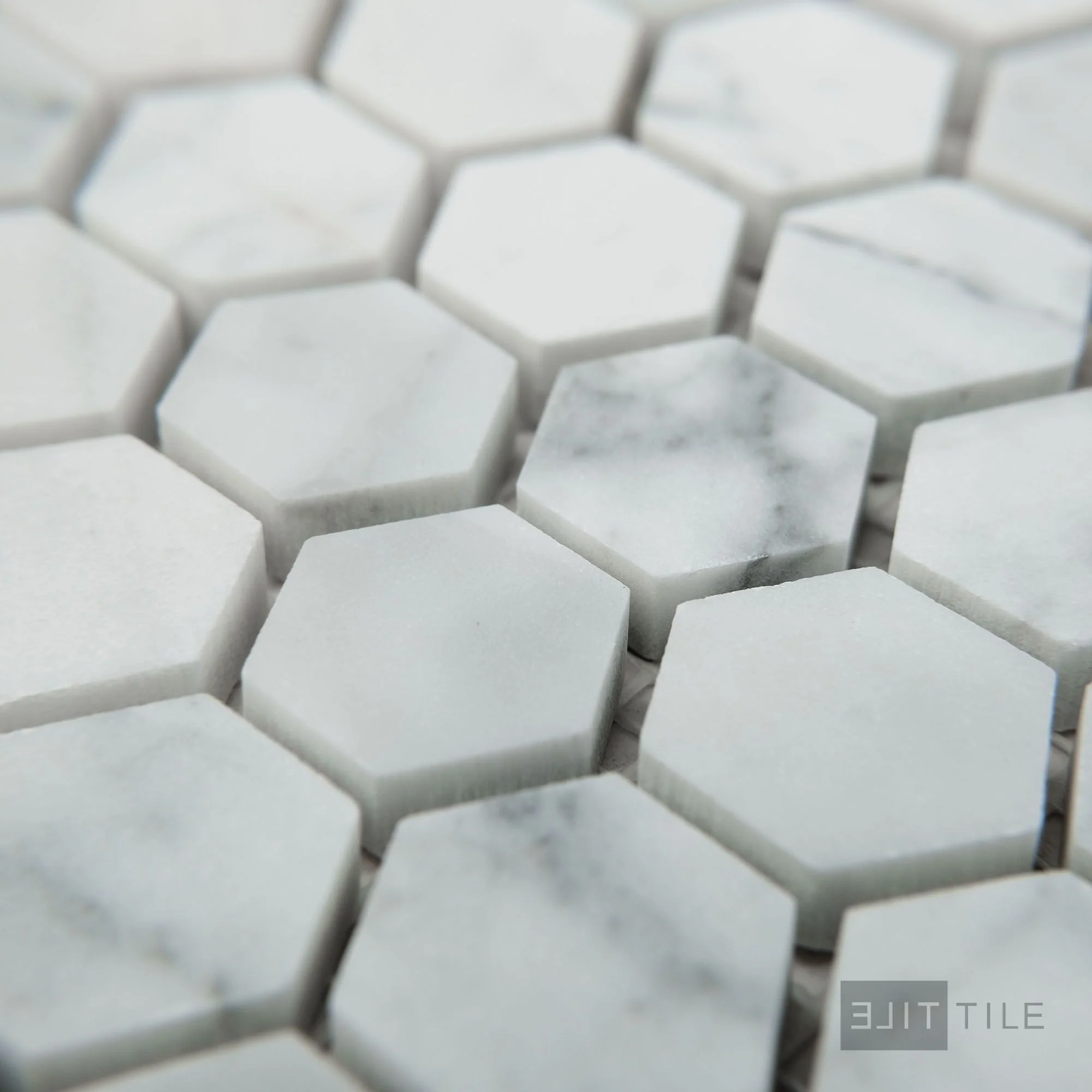 White Carrara Marble 1" Hexagon Honed Mosaic - Image 4