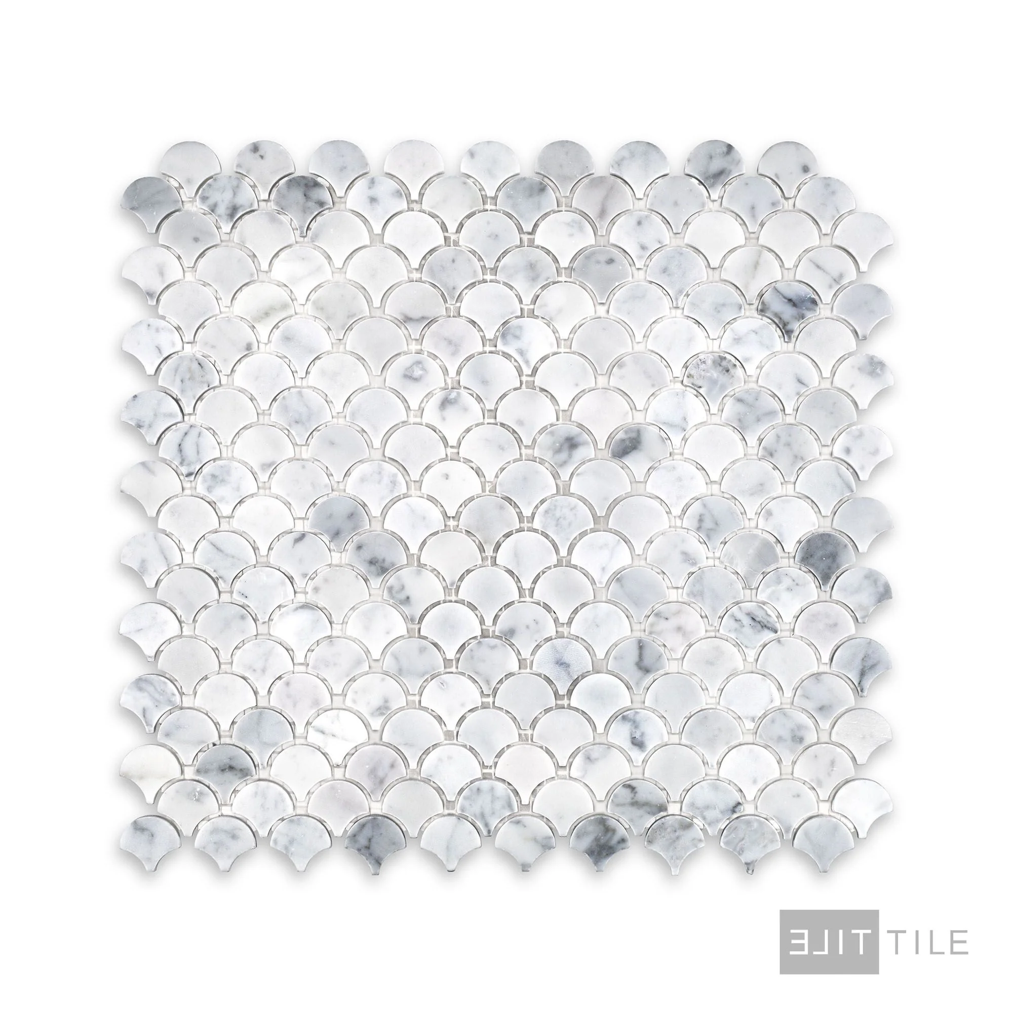 White Carrara Marble 1" Fan Honed Mosaic - Image 3