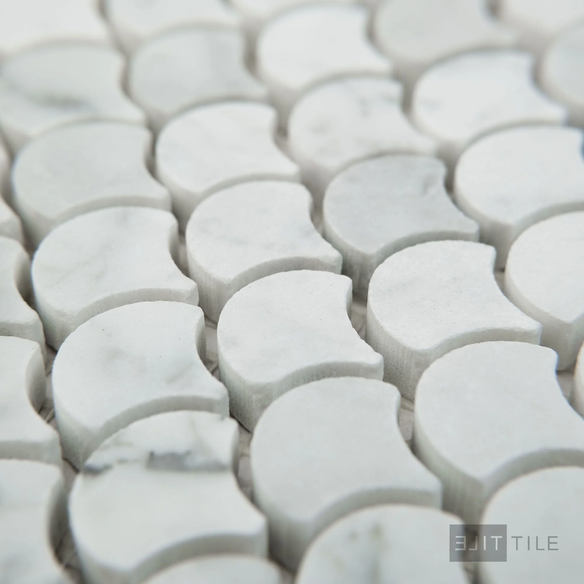 White Carrara Marble 1" Fan Honed Mosaic - Image 4