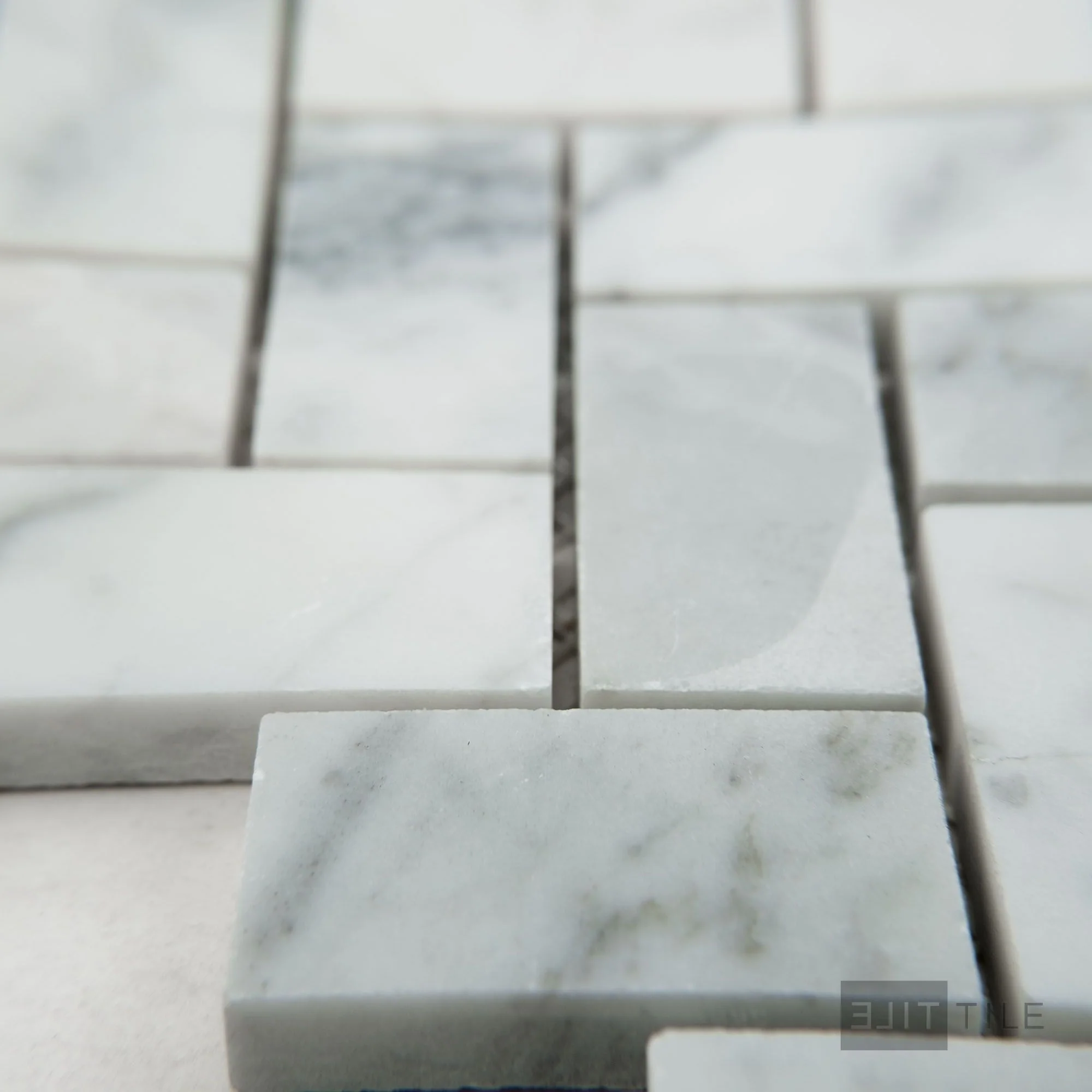 White Carrara Marble 1X2 Herringbone Honed Mosaic - Image 3