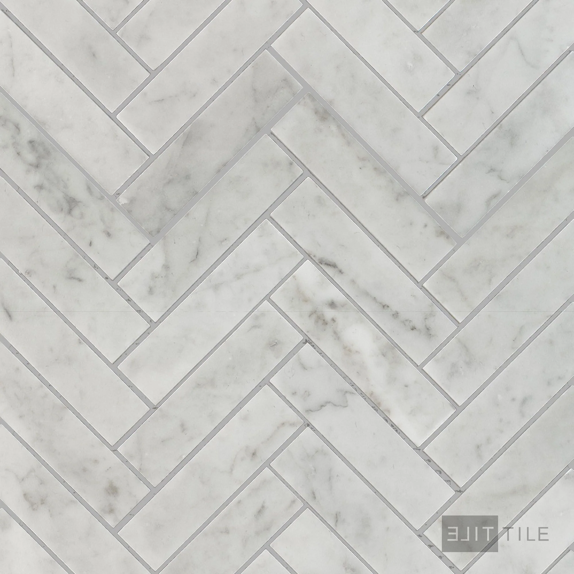 White Carrara Marble 1X4 Herringbone Honed Mosaic