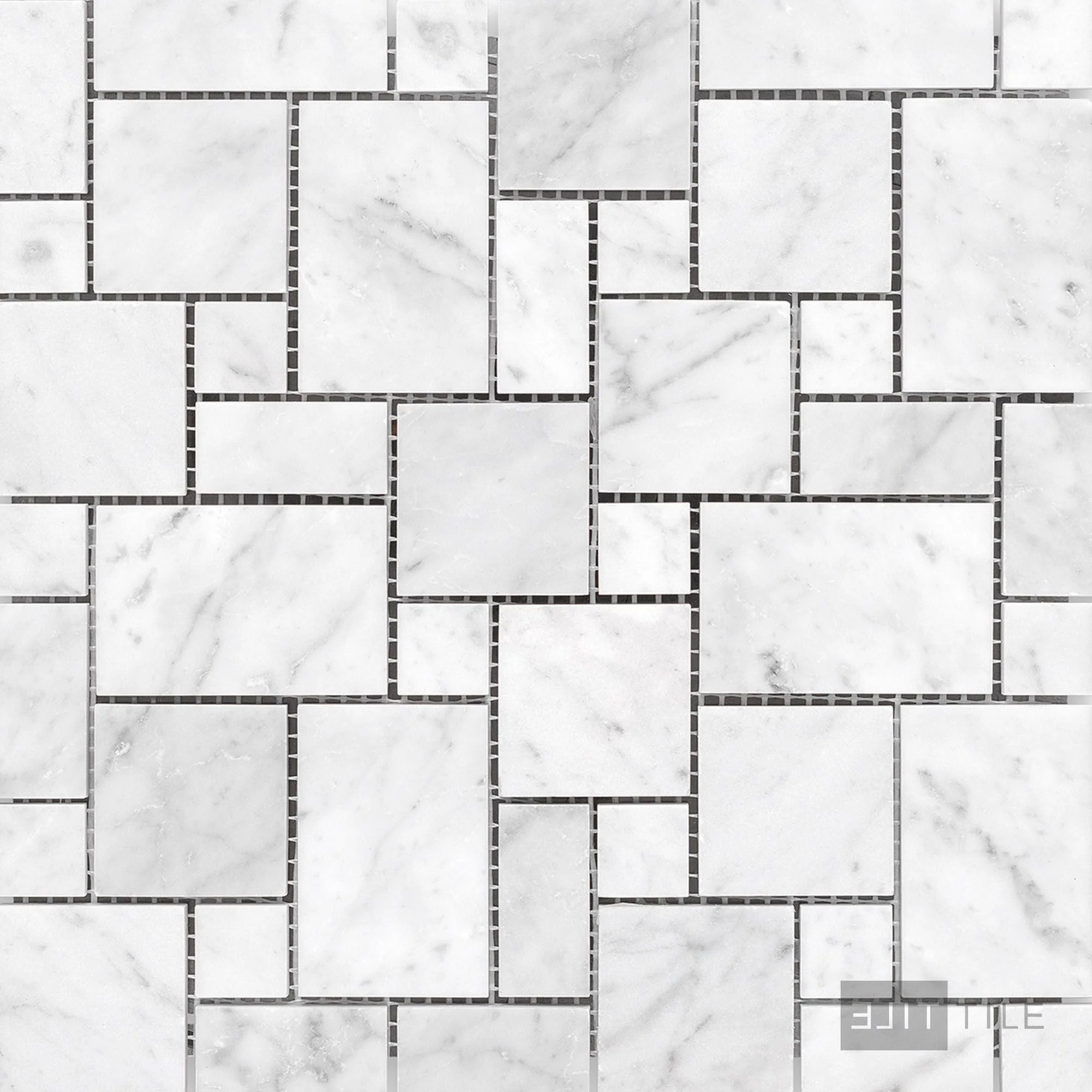 White Carrara Marble Mini Versailles Honed Mosaic
