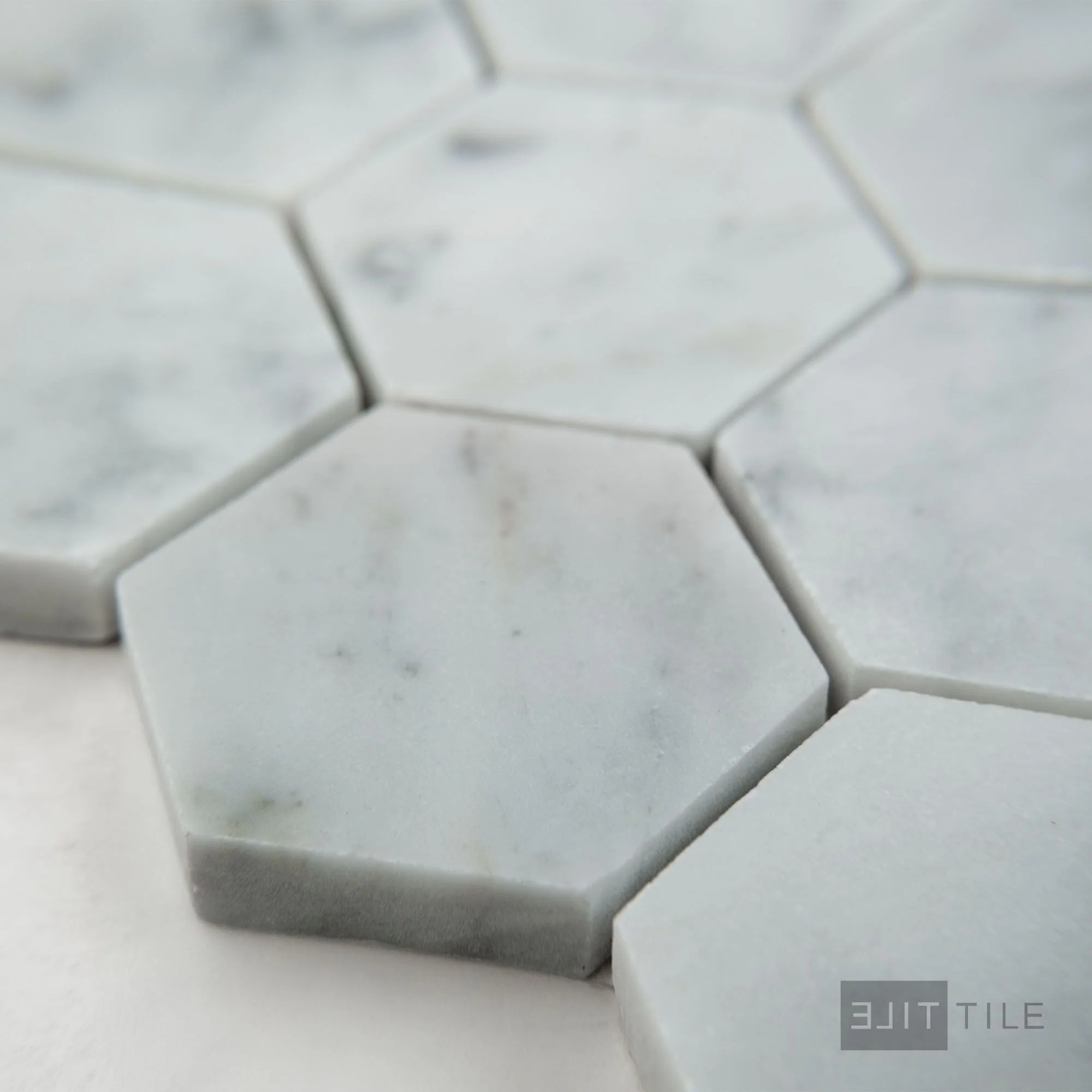 White Carrara Marble 2" Hexagon Honed Mosaic - Image 3