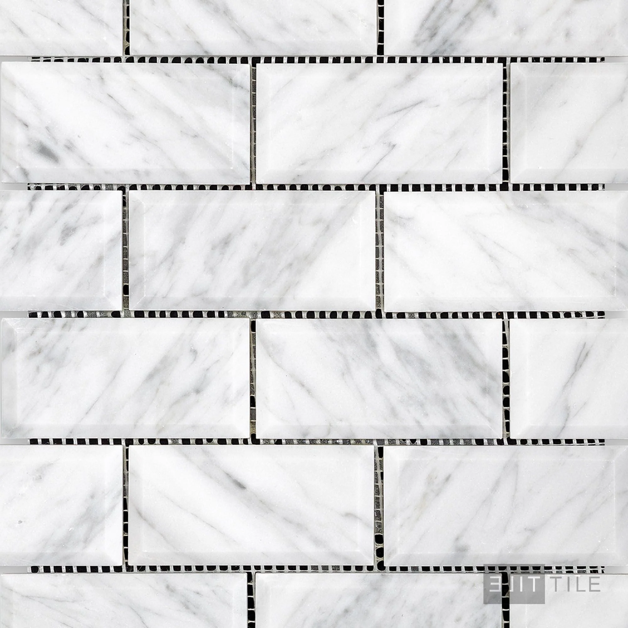 White Carrara Marble 2X4 Brick Beveled Honed Mosaic