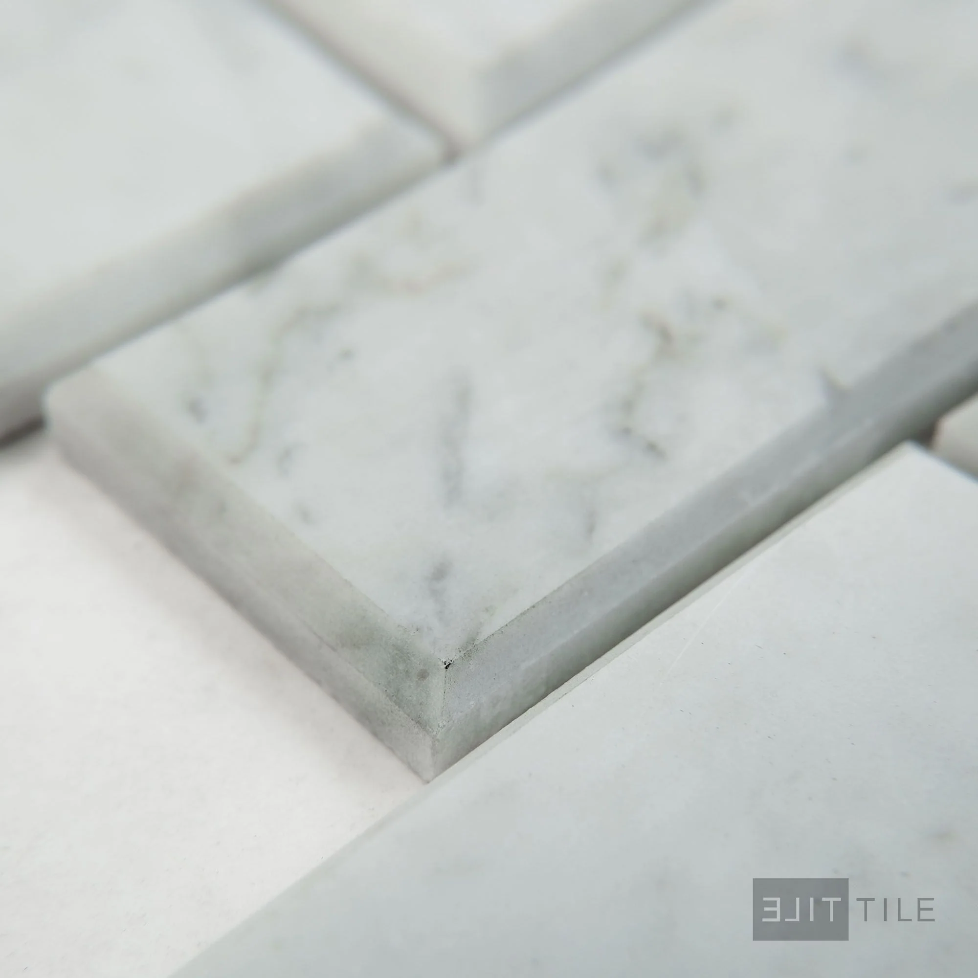 White Carrara Marble 2X4 Brick Beveled Honed Mosaic - Image 3