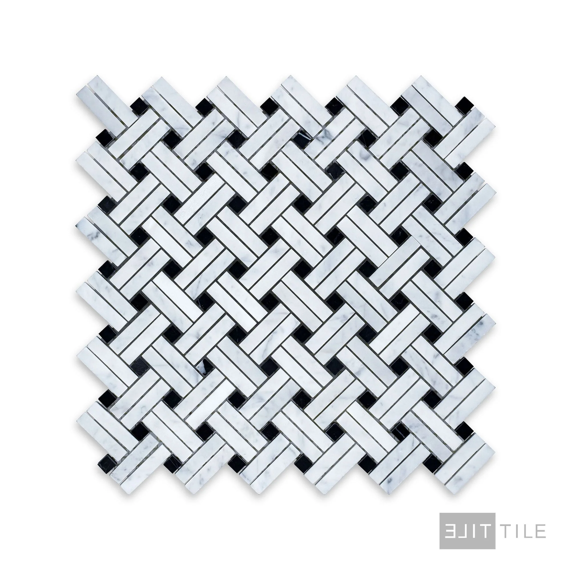 White Carrara Marble Stanza W/ Negro Marquina Honed Mosaic - Image 2