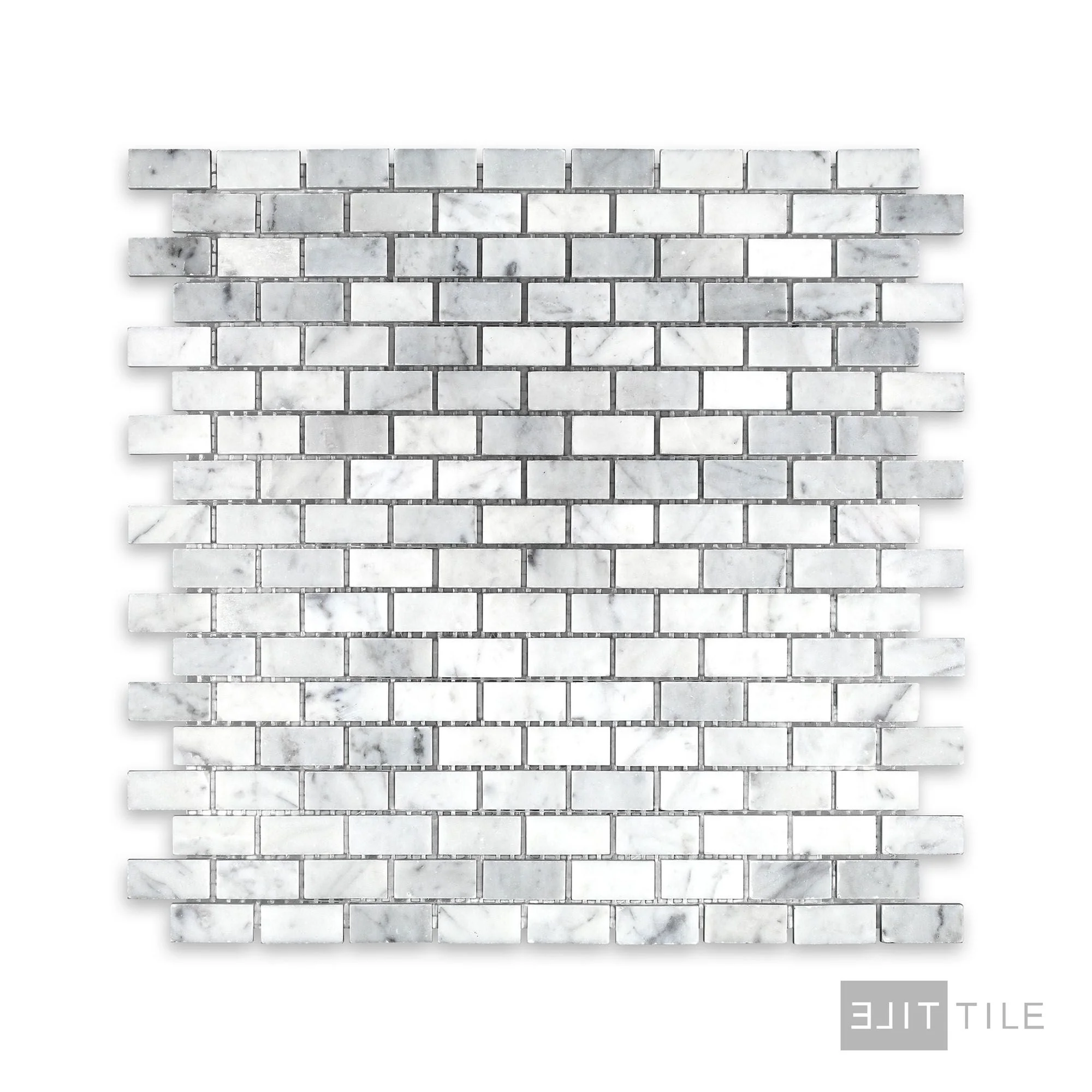 White Carrara Marble 5/8X1-1/4 Brick Honed Mosaic - Image 2