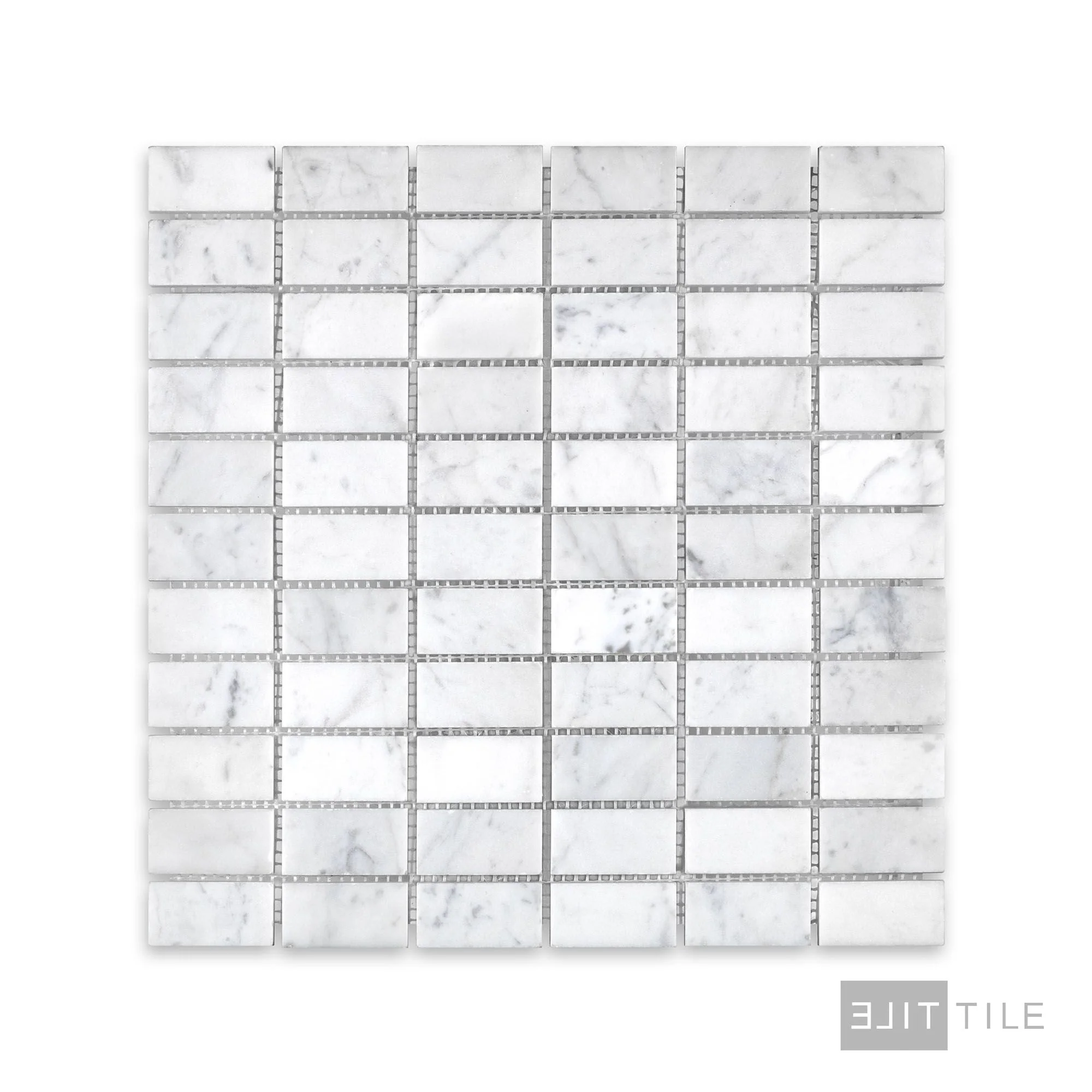 White Carrara Marble Stacked Honed Mosaic - Image 2