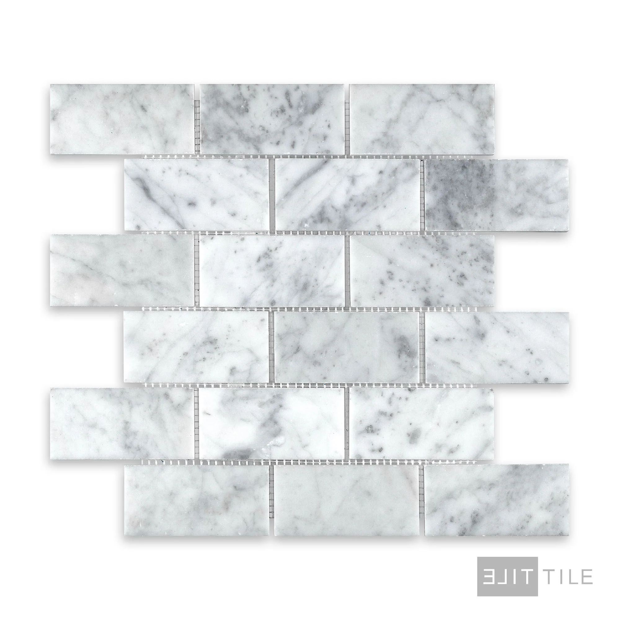 White Carrara Marble 2X4 Brick Honed Mosaic - Image 2