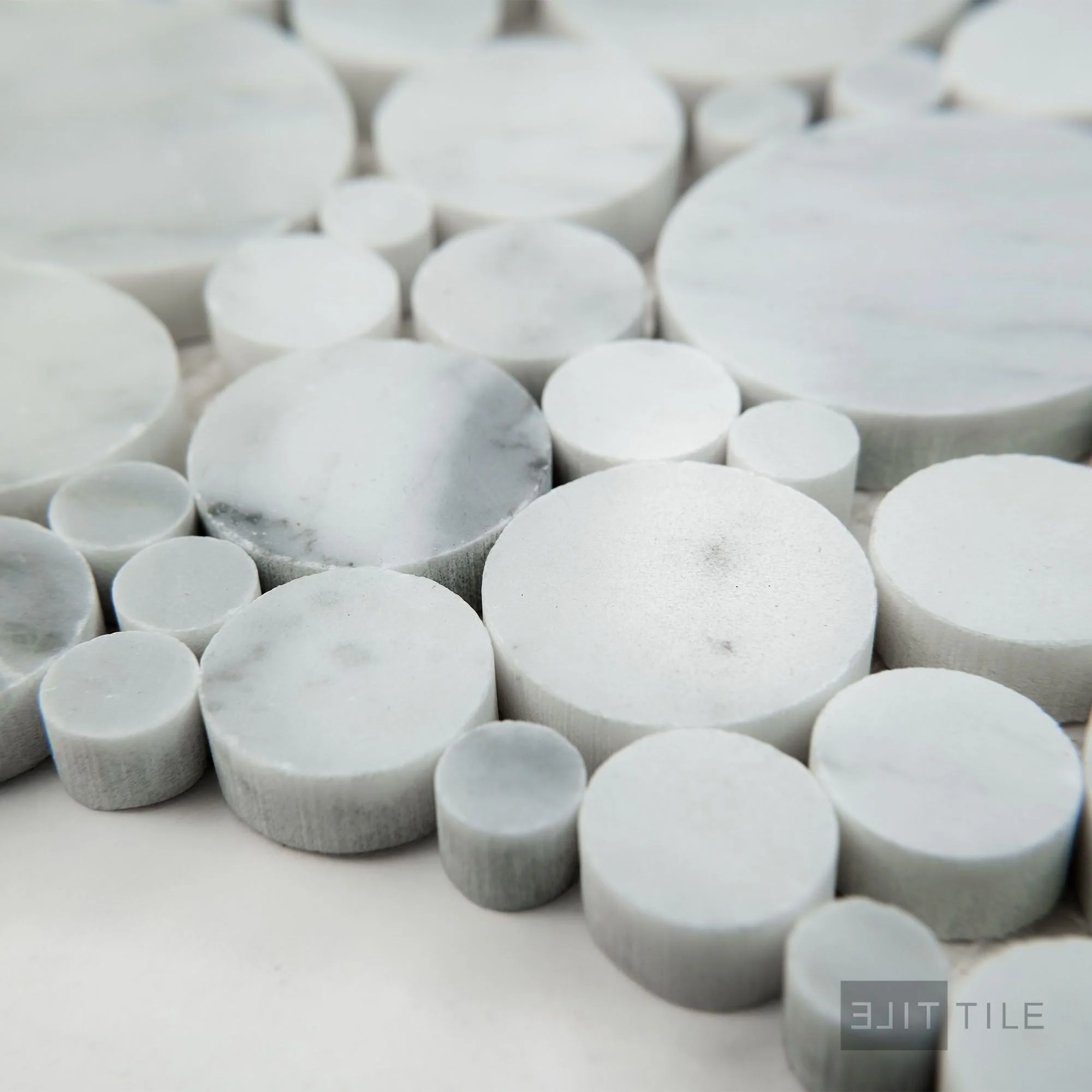 White Carrara Marble Bubble Honed Mosaic - Image 3