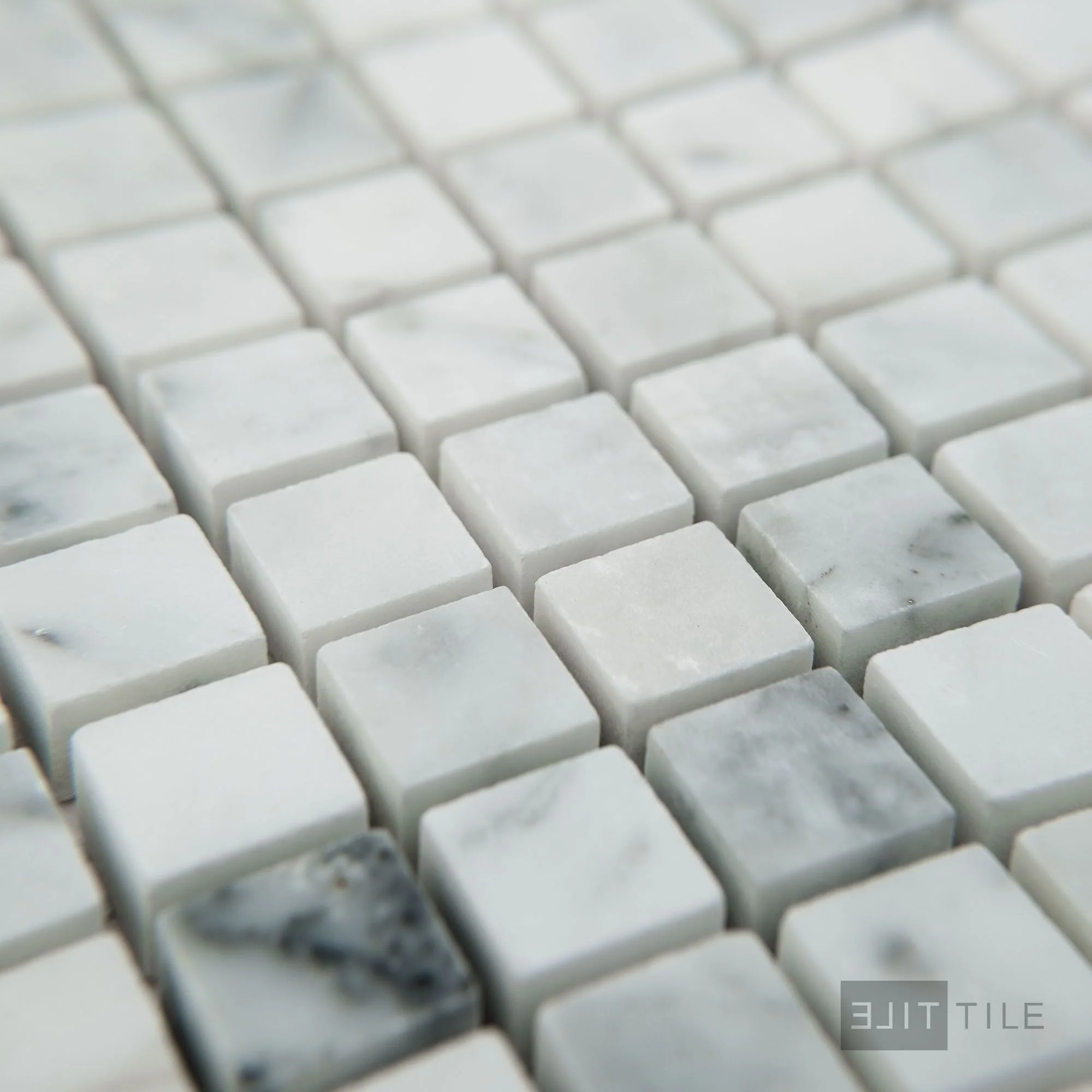 White Carrara Marble 5/8" Square Honed Mosaic - Image 3