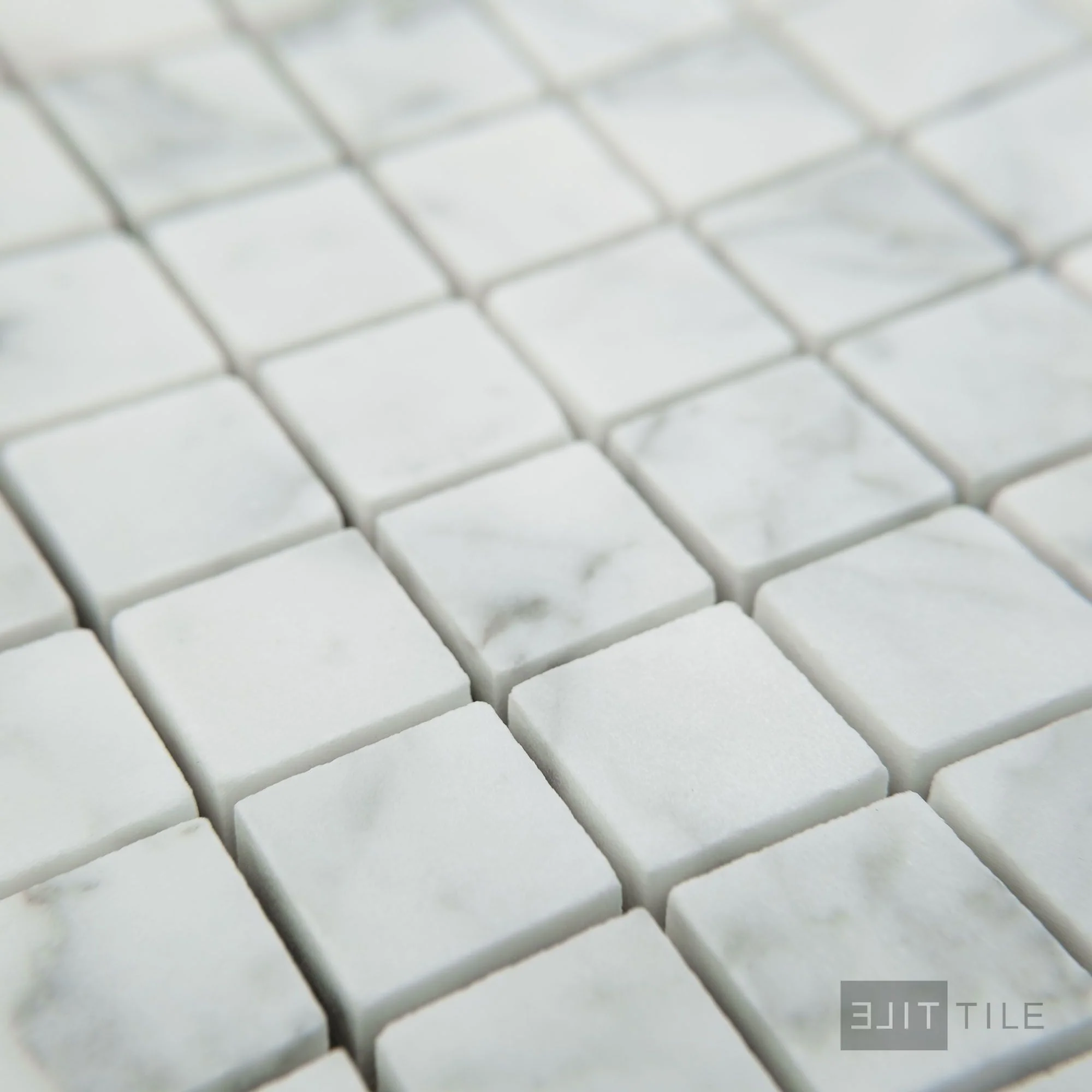 White Carrara Marble 3/4" Square Honed Mosaic - Image 3