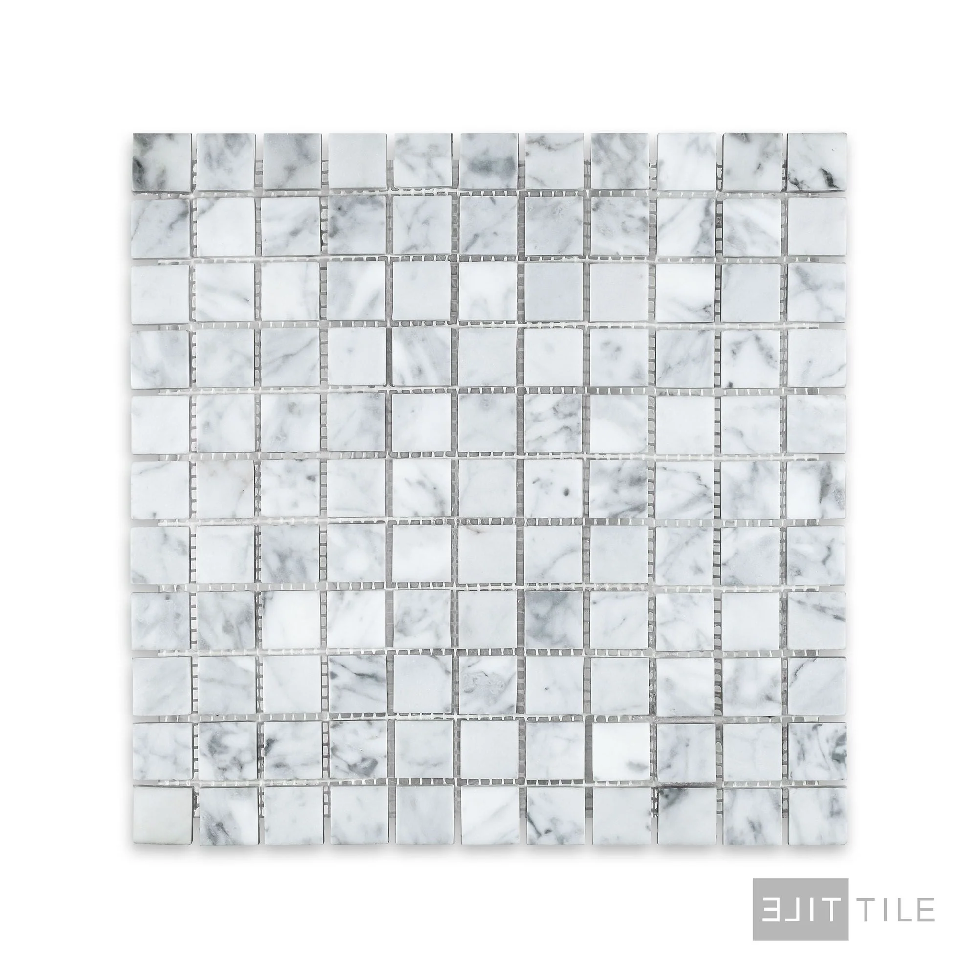 White Carrara Marble 1" Square Honed Mosaic - Image 2