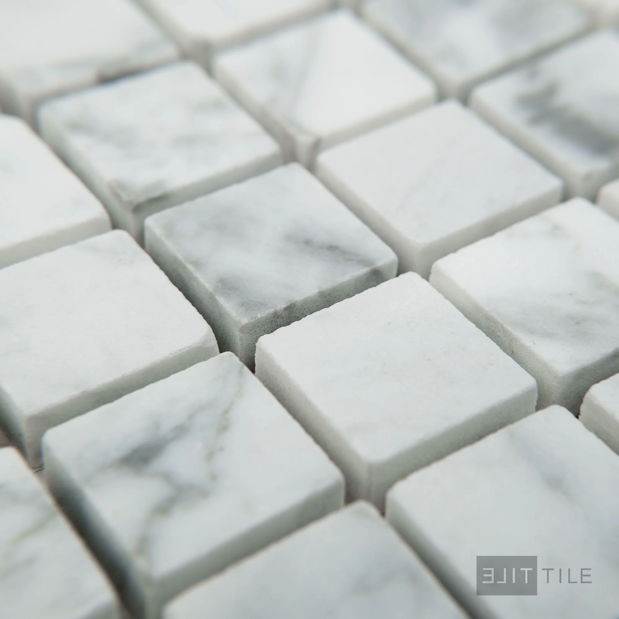 White Carrara Marble 1" Square Honed Mosaic - Image 3