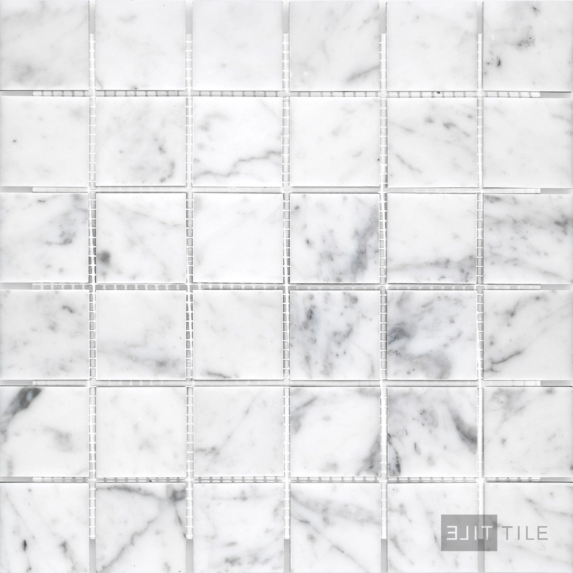 White Carrara Marble 2" Square Honed Mosaic