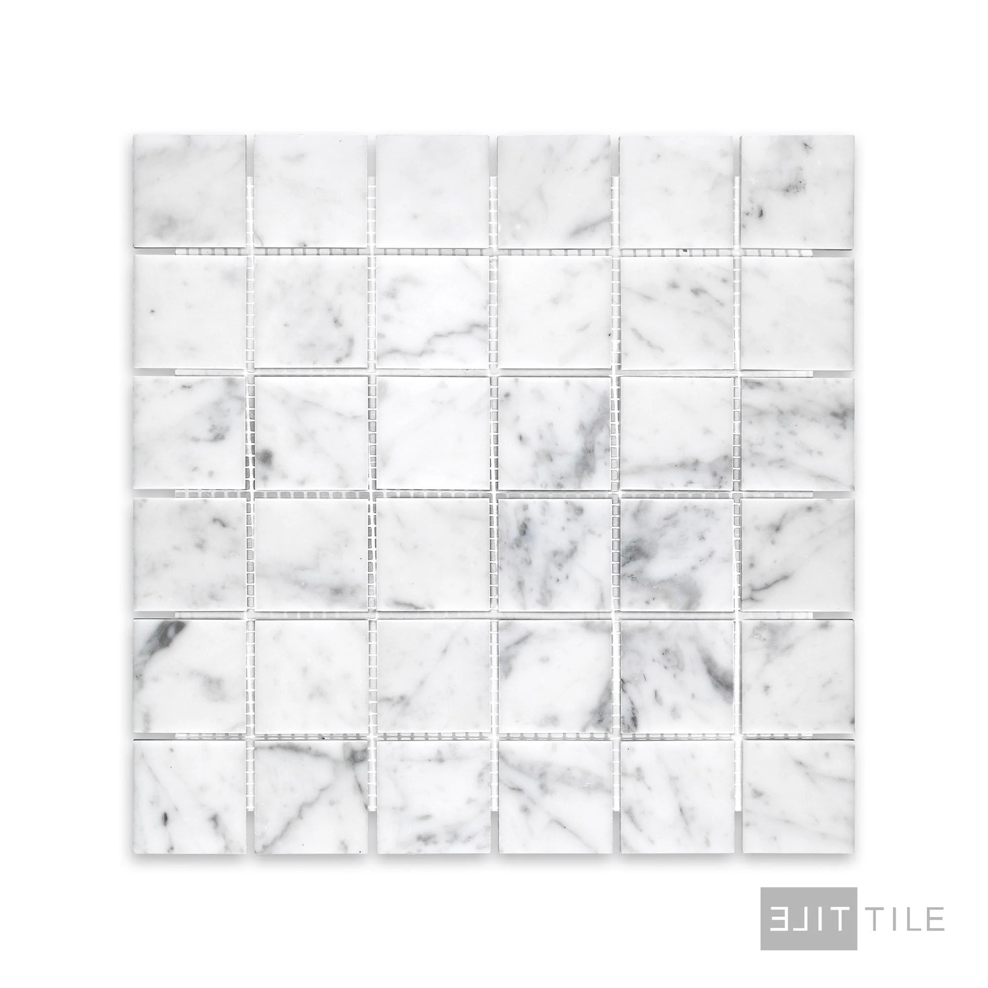 White Carrara Marble 2" Square Honed Mosaic - Image 2