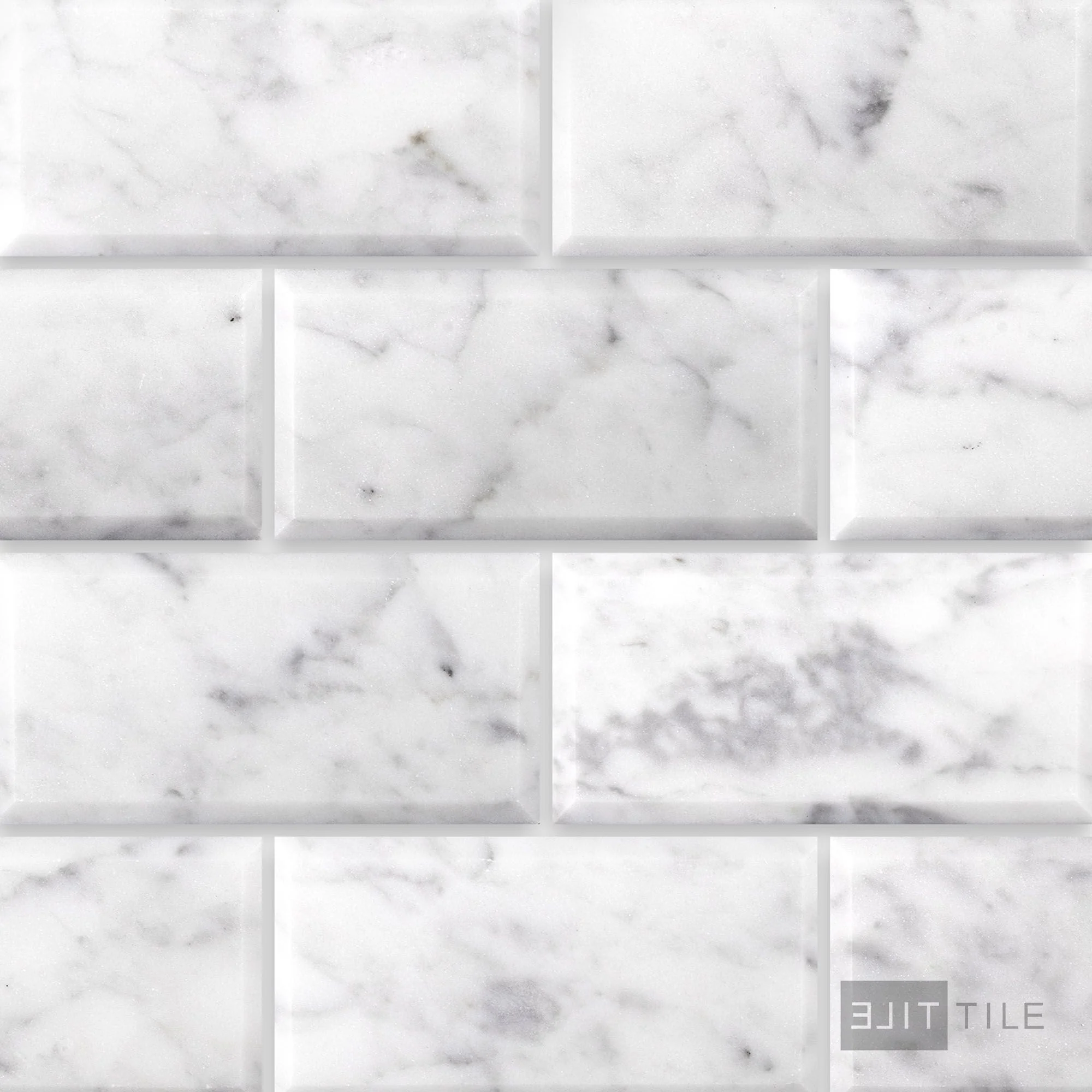 White Carrara Marble 3X6 Beveled Honed