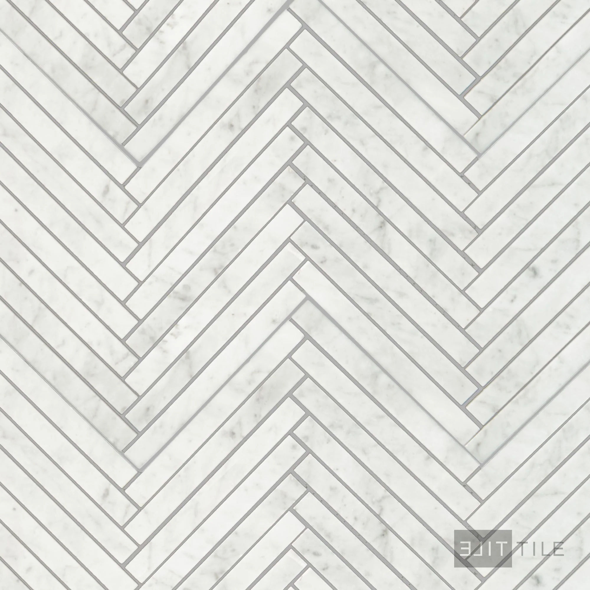 White Carrara Marble 5/8X6 Herringbone Honed Mosaic
