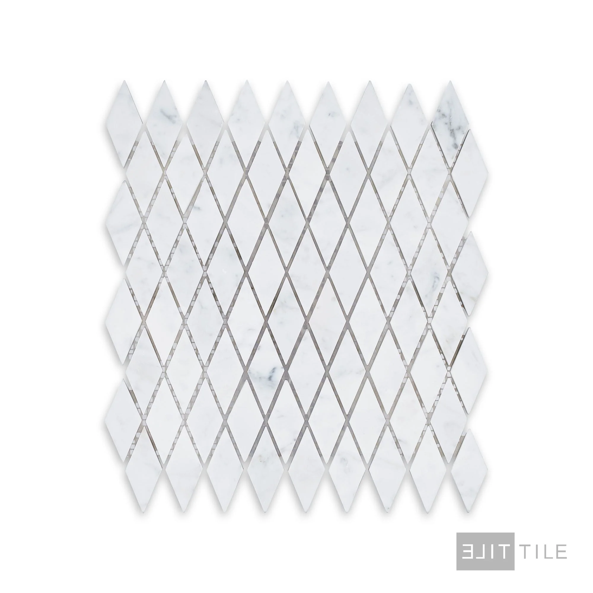White Carrara Marble Rhomboid Honed Mosaic - Image 2