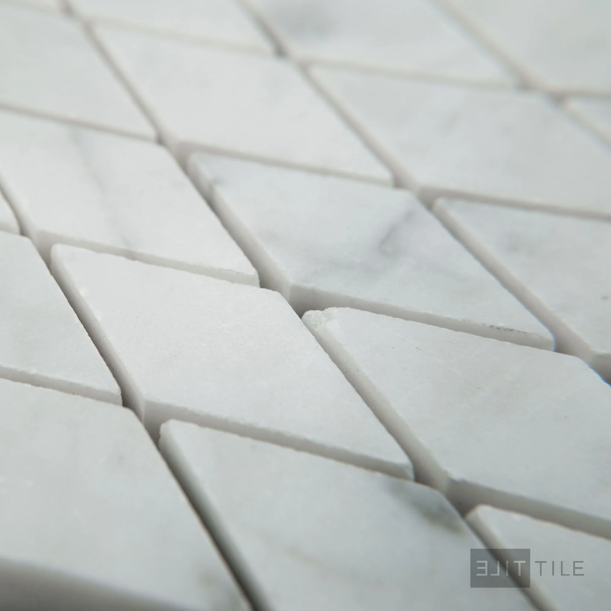 White Carrara Marble Rhomboid Honed Mosaic - Image 3