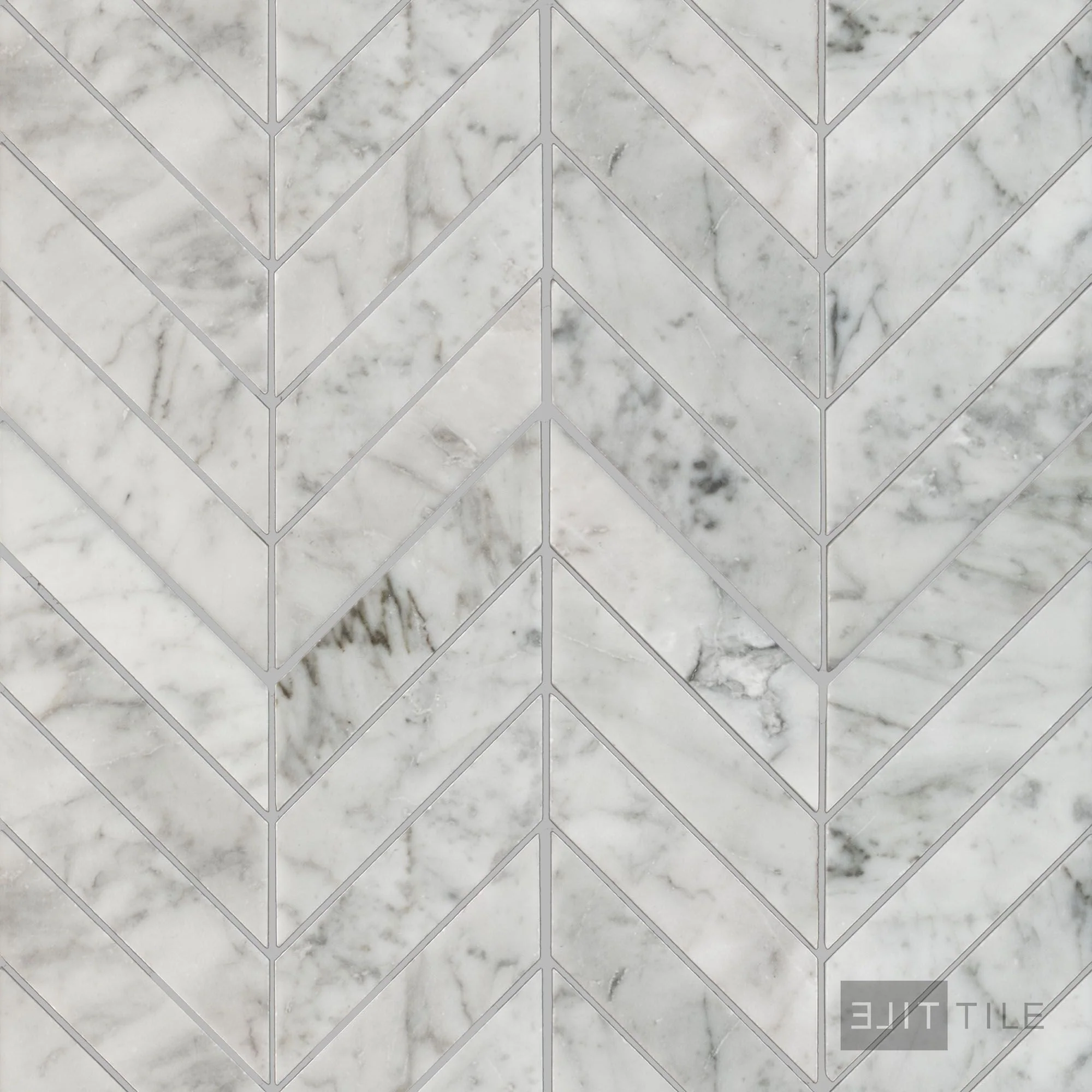 White Carrara Marble 1X4 Chevron Honed Mosaic