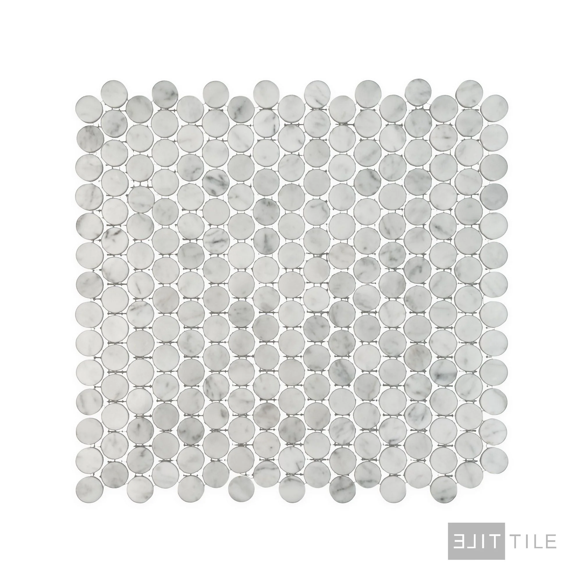 White Carrara Marble Penny Round Polished Mosaic - Image 2