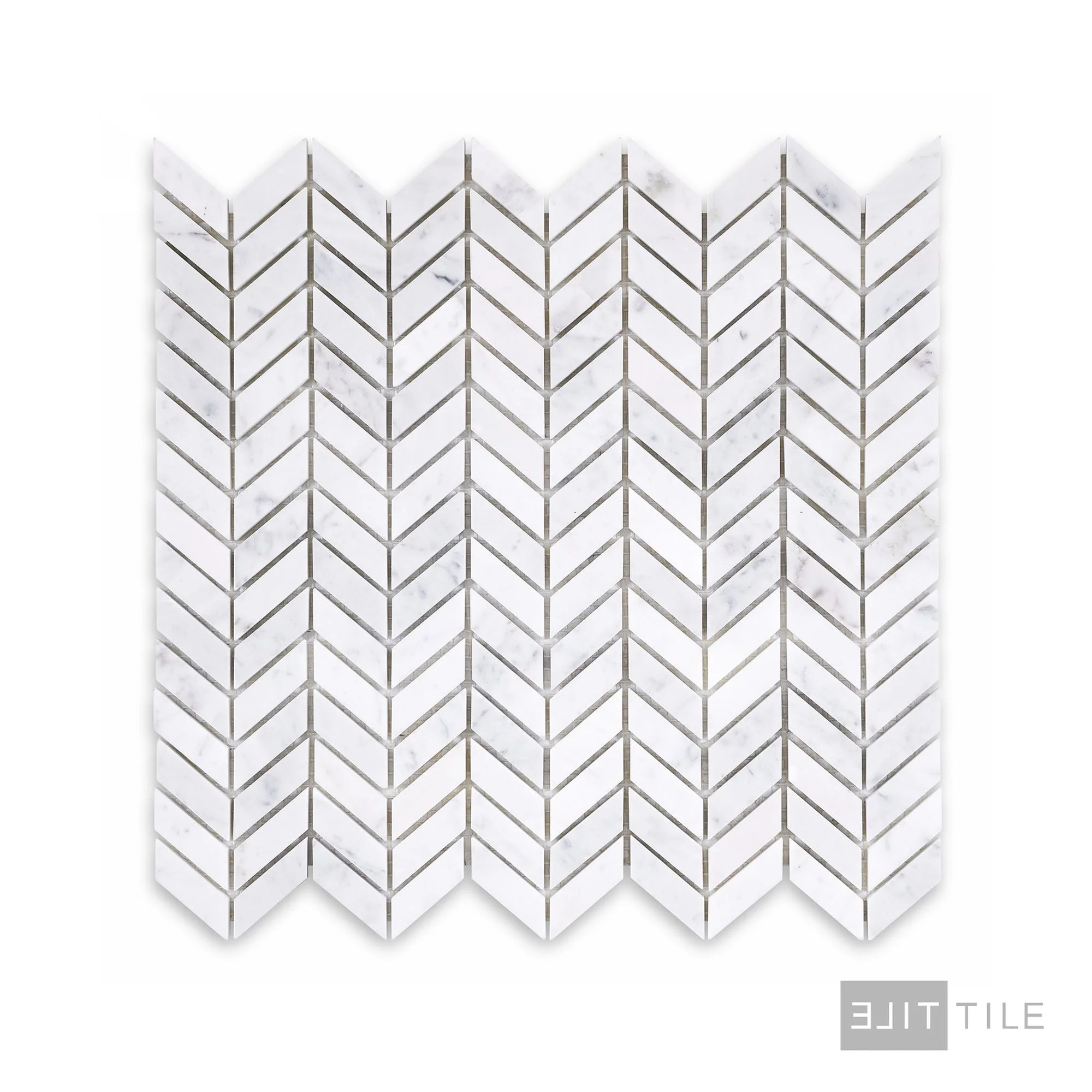 White Carrara Marble Mini Chevron Polished Mosaic - Image 2