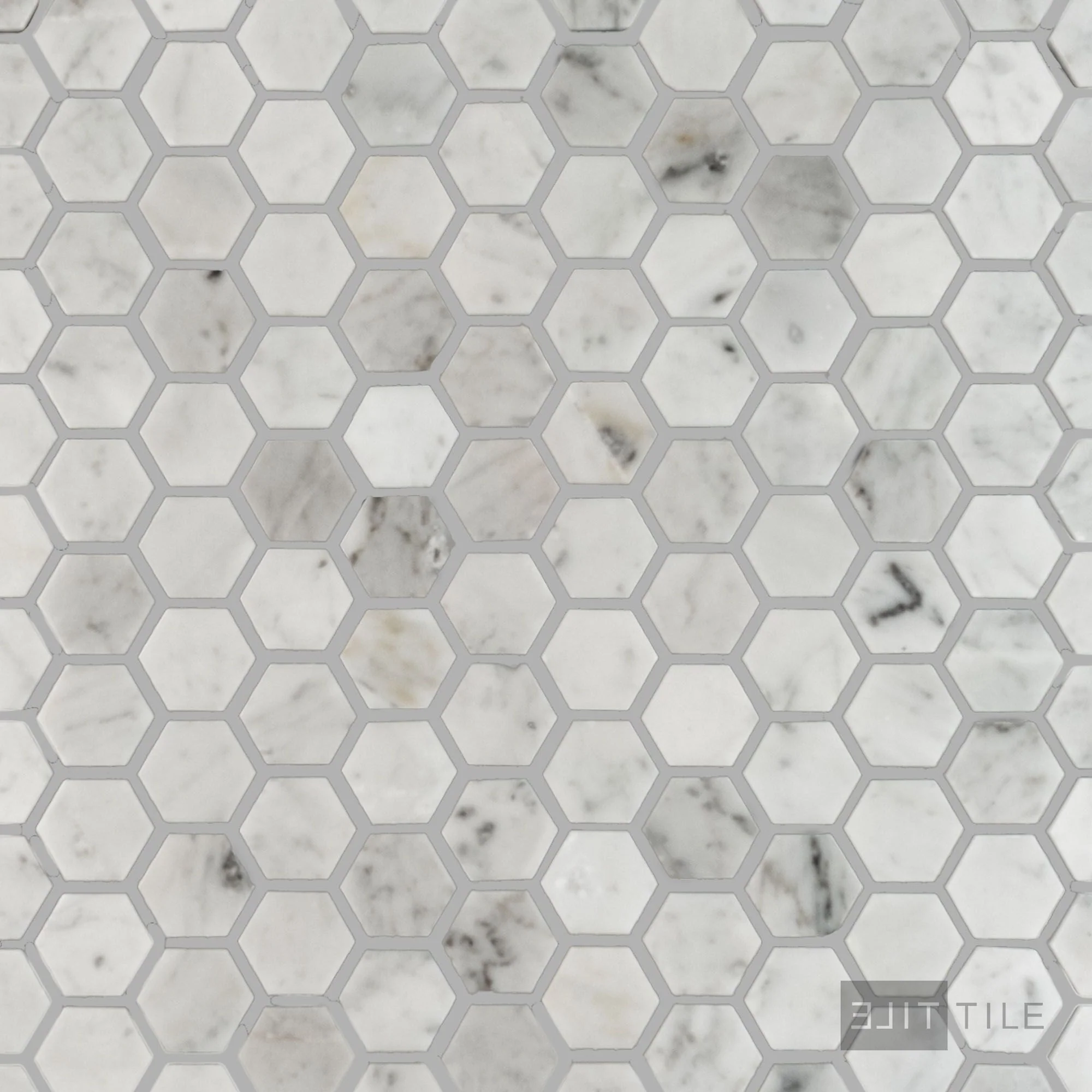 White Carrara Marble 1" Hexagon Polished Mosaic